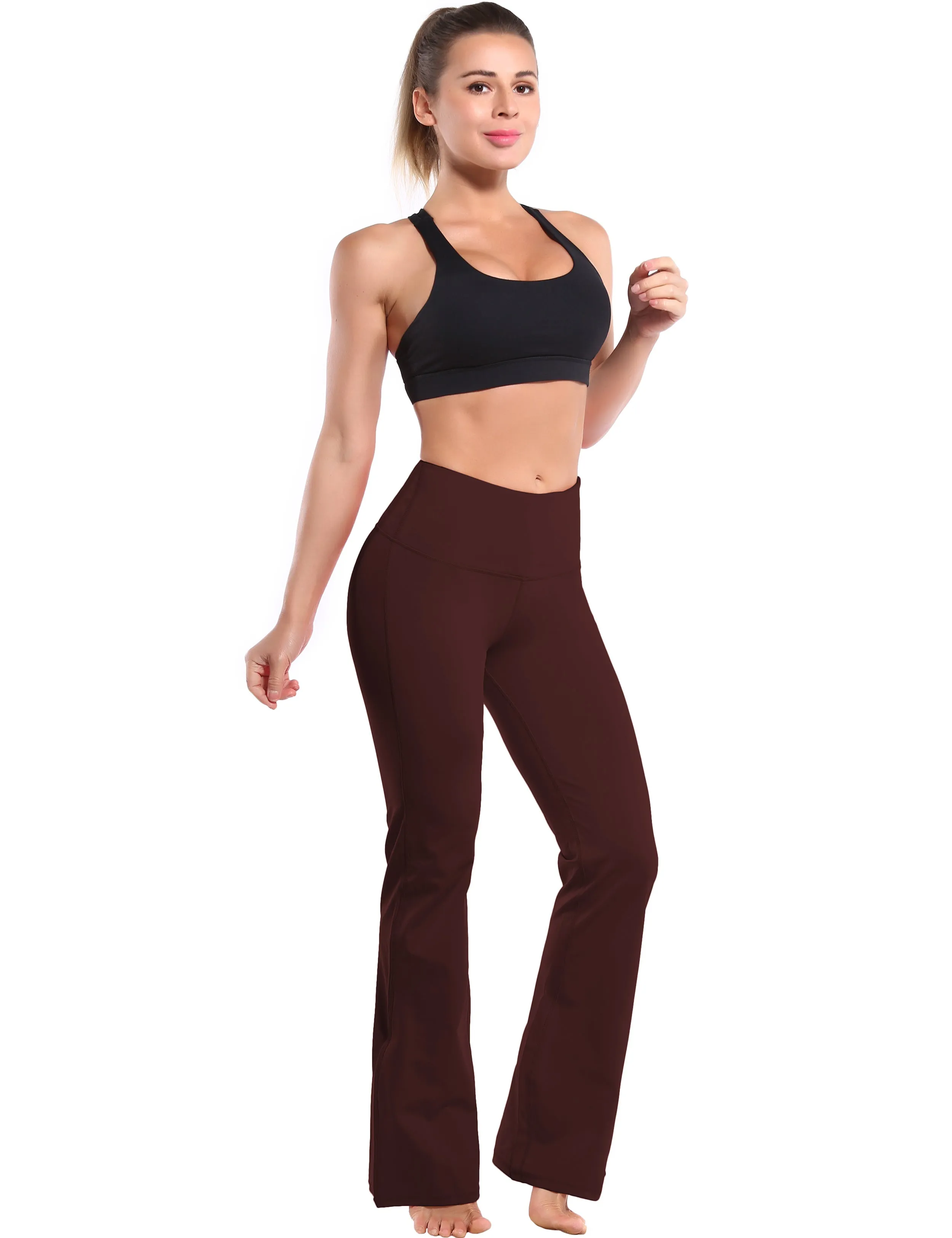 29" 31" 33" 35" 37" High Waist Bootcut Leggings Mahoganymaroon_Gym