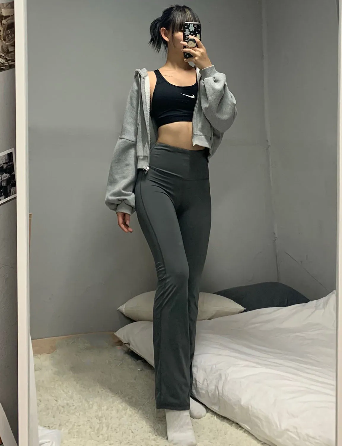29" 31" 33" 35" 37" High Waist Bootcut Leggings Shadowcharcoal ins_Golf