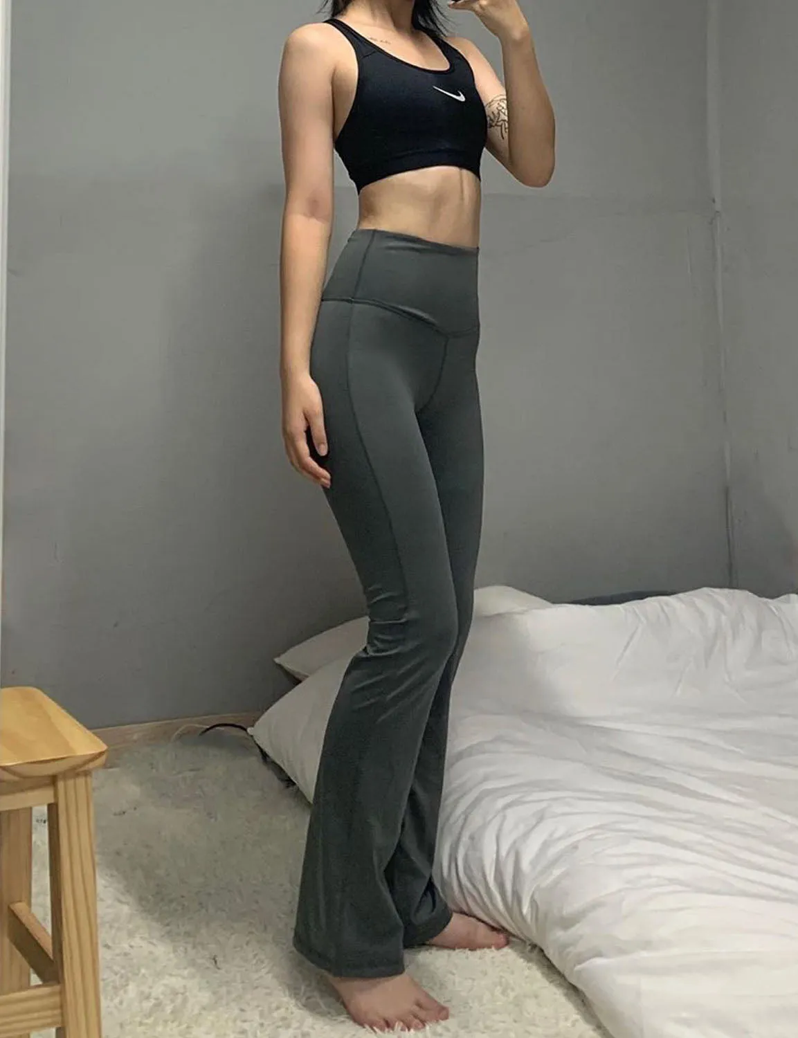 29" 31" 33" 35" 37" High Waist Bootcut Leggings Shadowcharcoal ins_Golf
