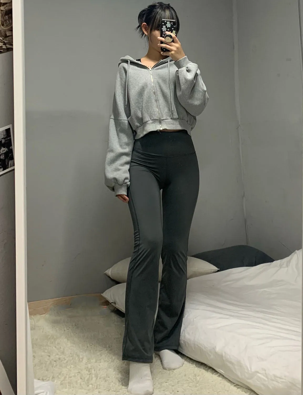 29" 31" 33" 35" 37" High Waist Bootcut Leggings Shadowcharcoal ins_Golf