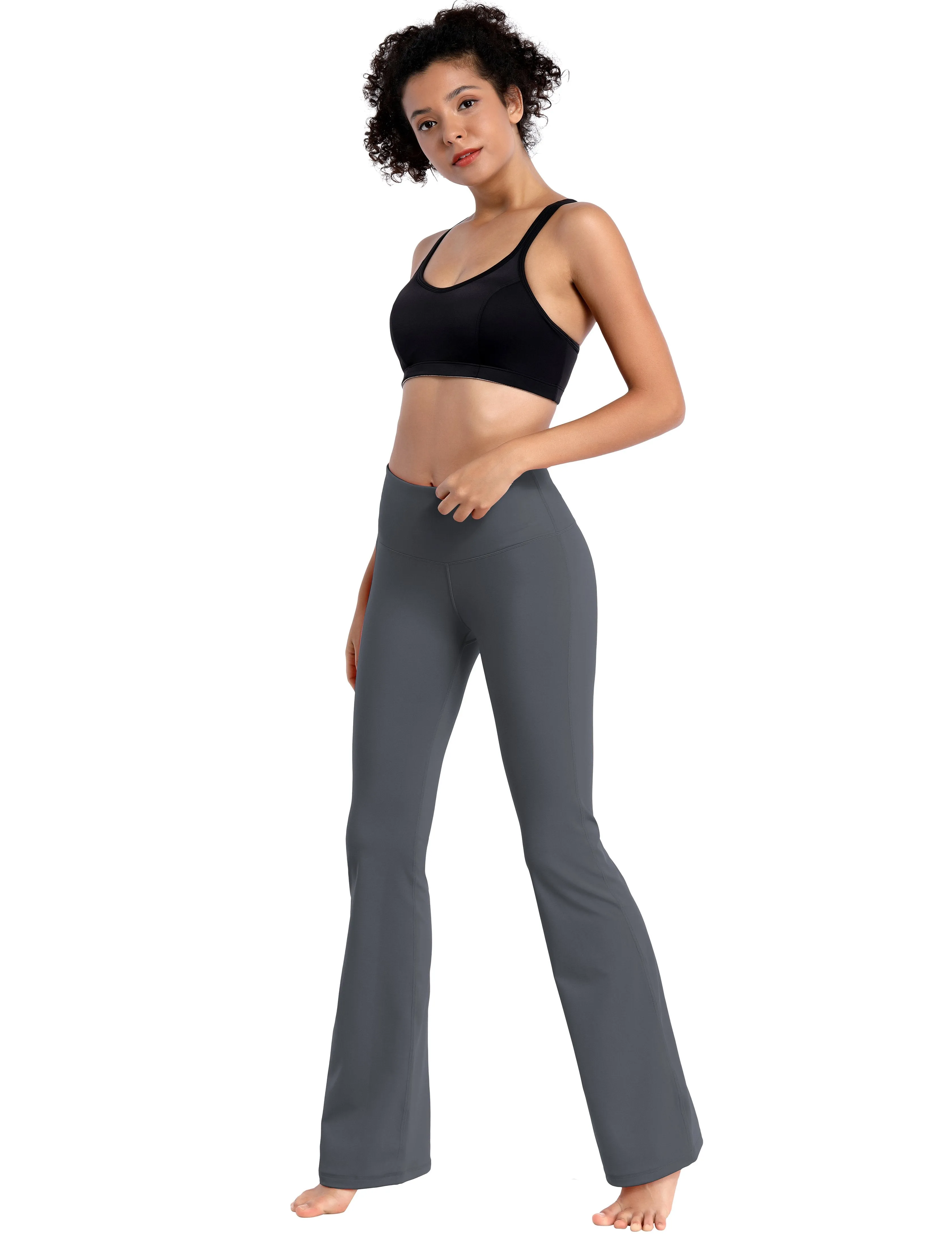 29" 31" 33" 35" 37" High Waist Bootcut Leggings Shadowcharcoal ins_Golf