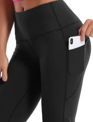 29" 31" 33" 35" 37"  Side Pockets Bootcut Leggings black_Tall Size