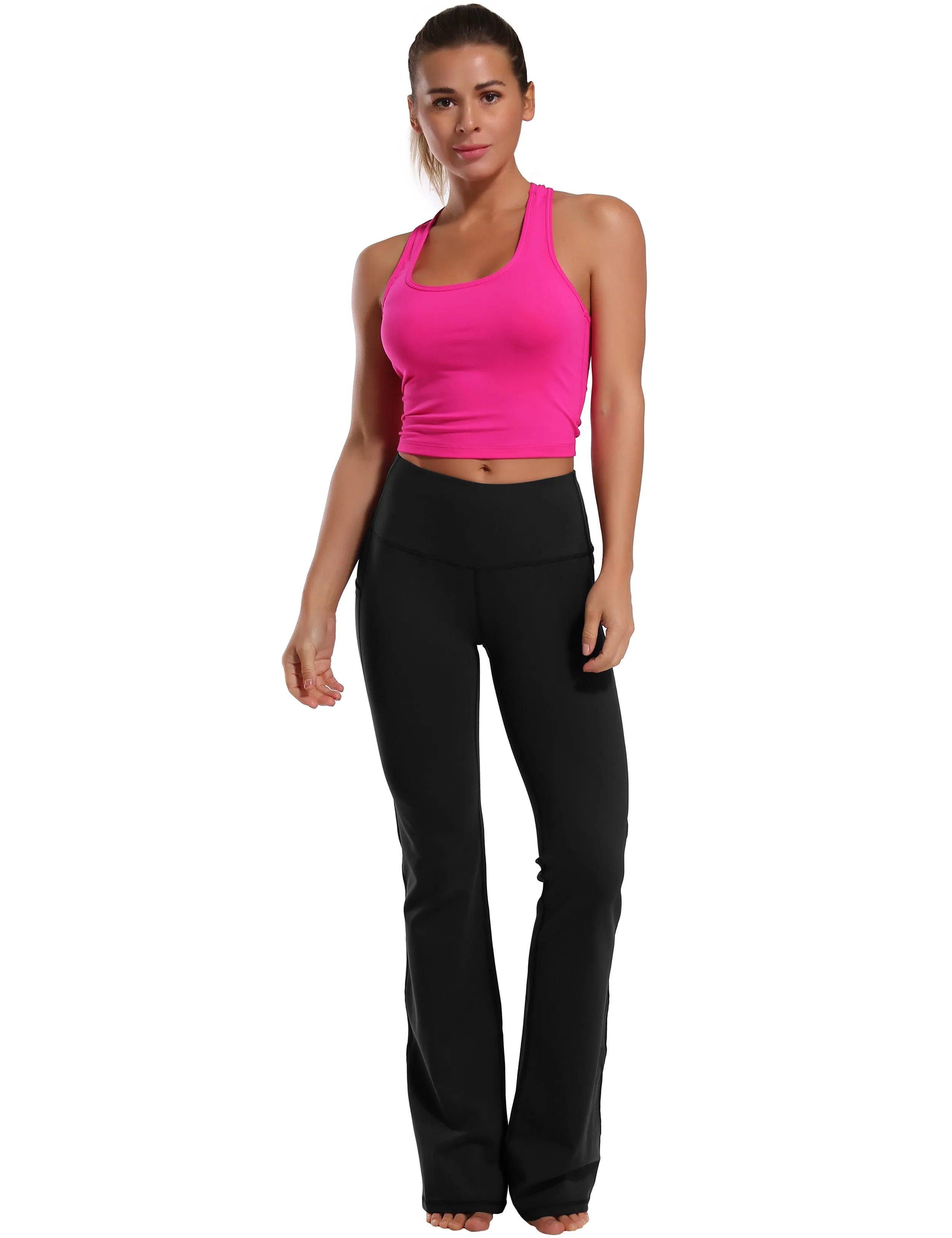 29" 31" 33" 35" 37"  Side Pockets Bootcut Leggings black_Tall Size
