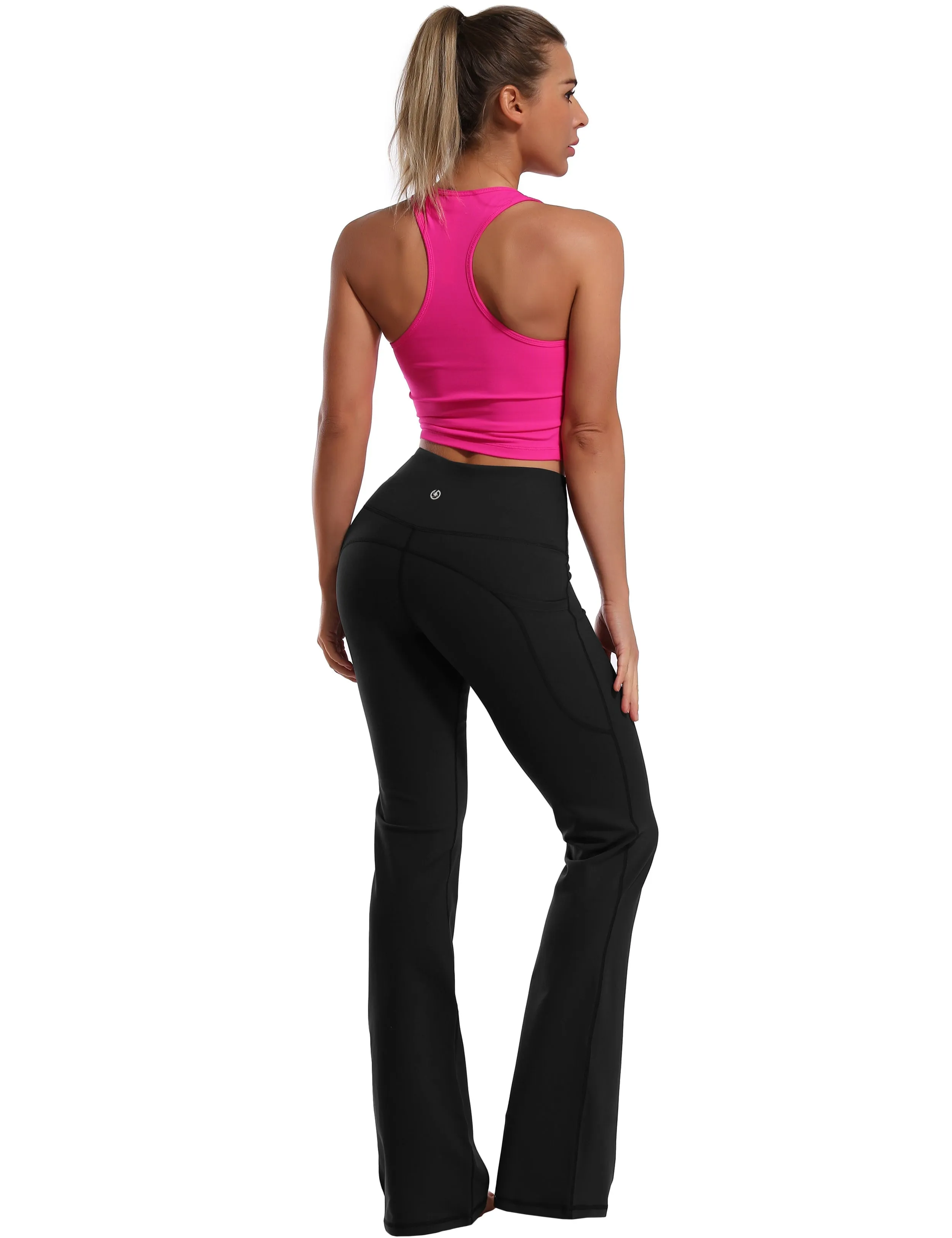 29" 31" 33" 35" 37"  Side Pockets Bootcut Leggings black_Tall Size