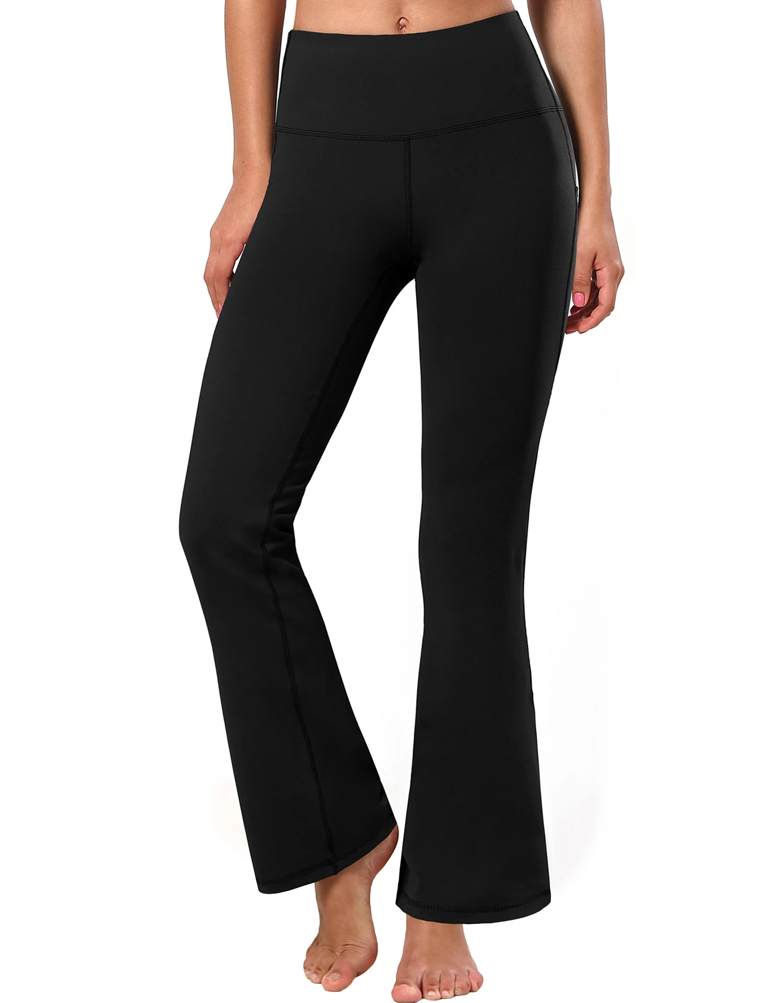 29" 31" 33" 35" 37"  Side Pockets Bootcut Leggings black_Tall Size