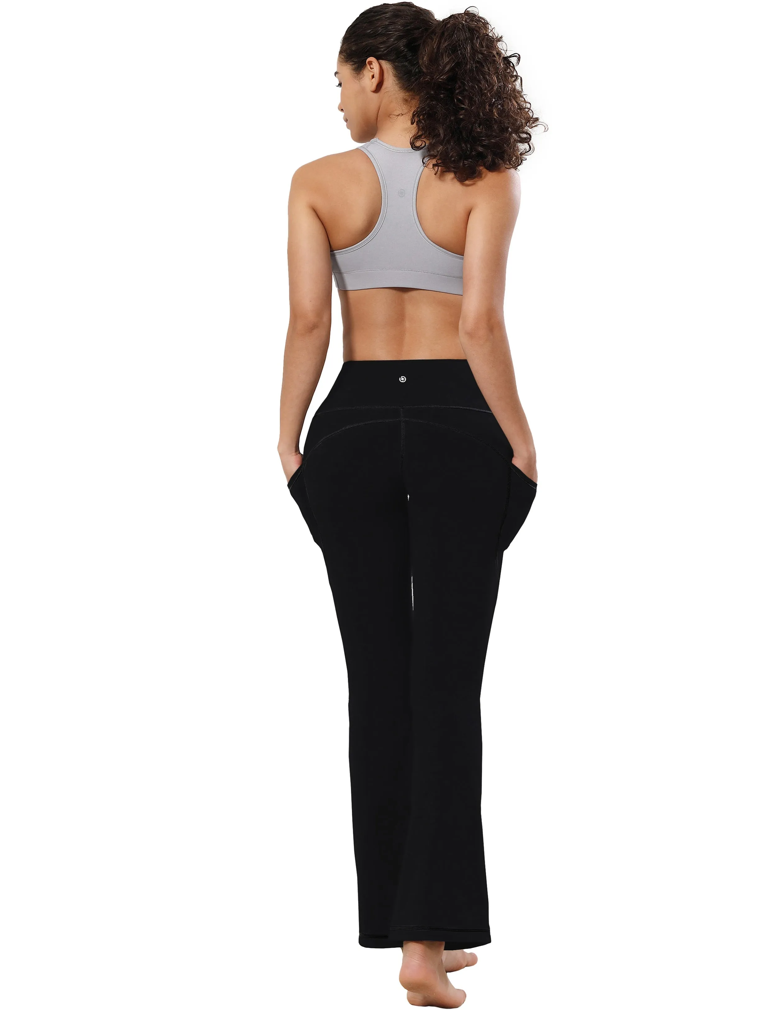 29" 31" 33" 35" 37"  Side Pockets Bootcut Leggings black_Tall Size