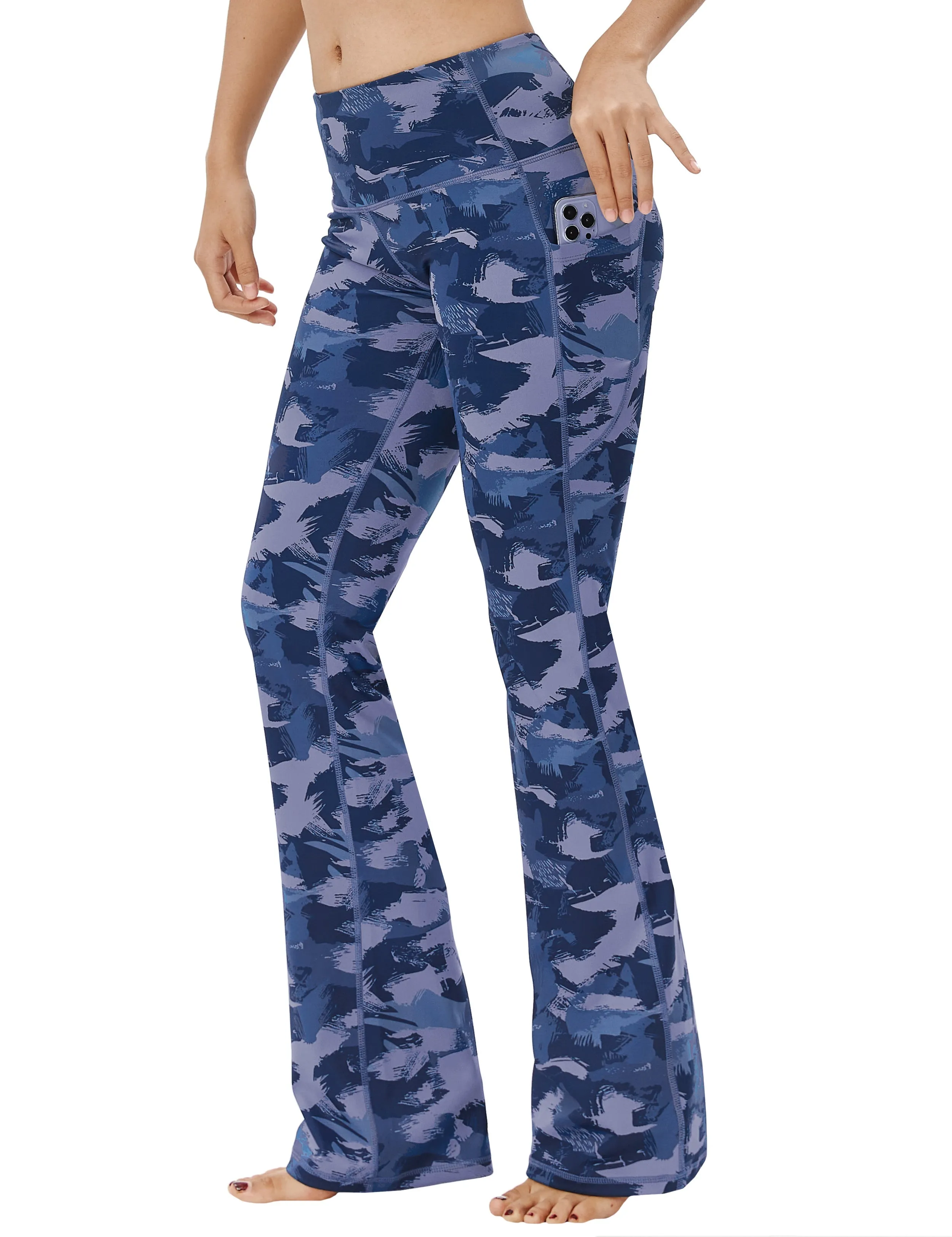 29" 31" 33" 35" 37"  Side Pockets Bootcut Leggings navy brushcamo_Tall Size