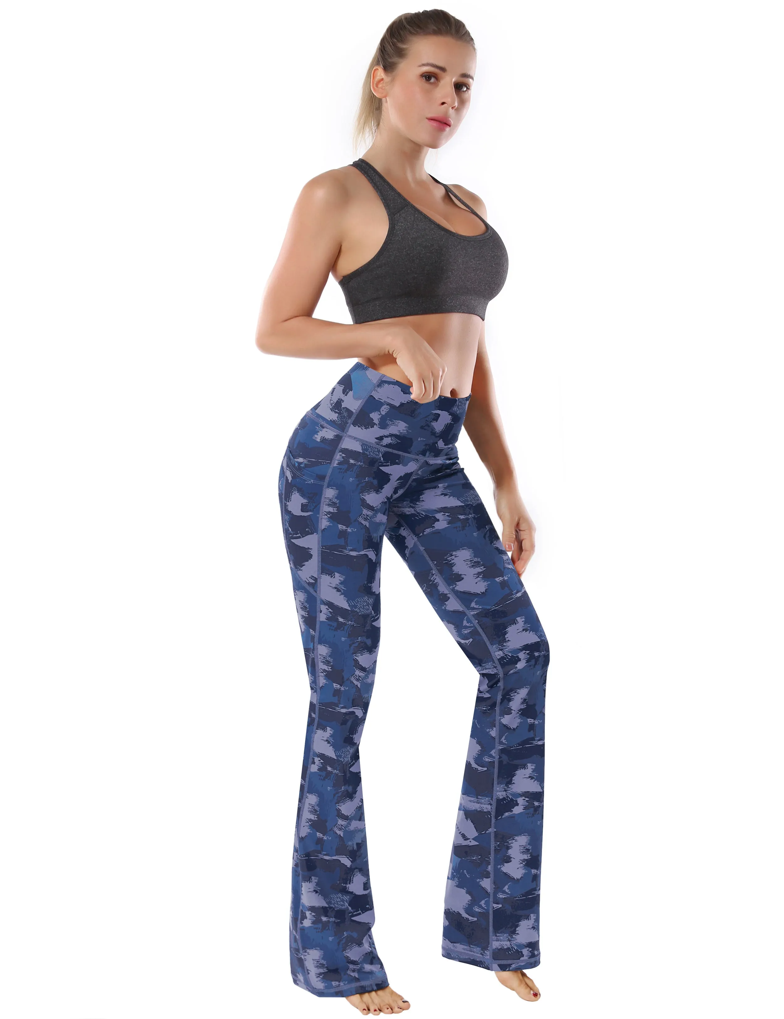 29" 31" 33" 35" 37"  Side Pockets Bootcut Leggings navy brushcamo_Tall Size