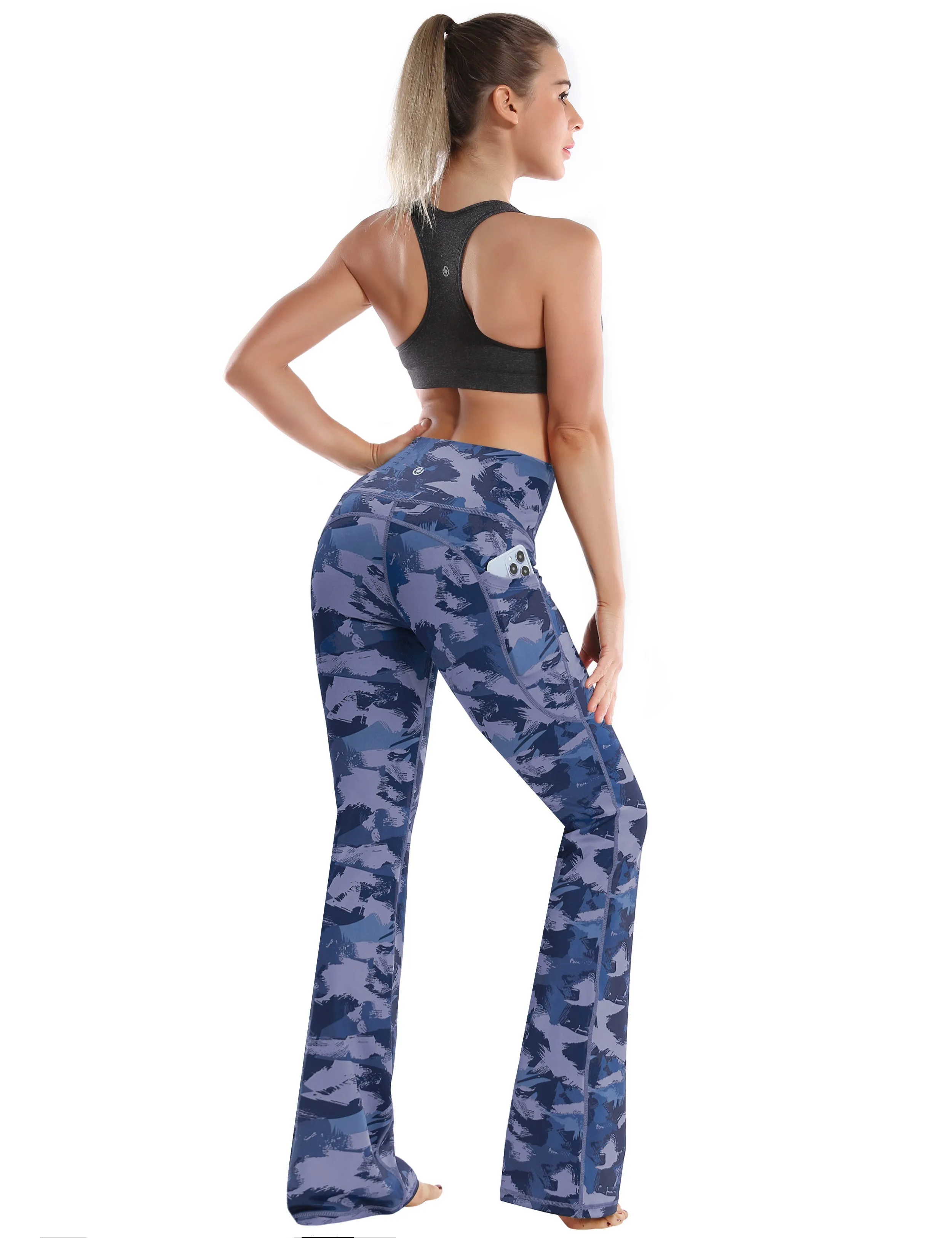 29" 31" 33" 35" 37"  Side Pockets Bootcut Leggings navy brushcamo_Tall Size