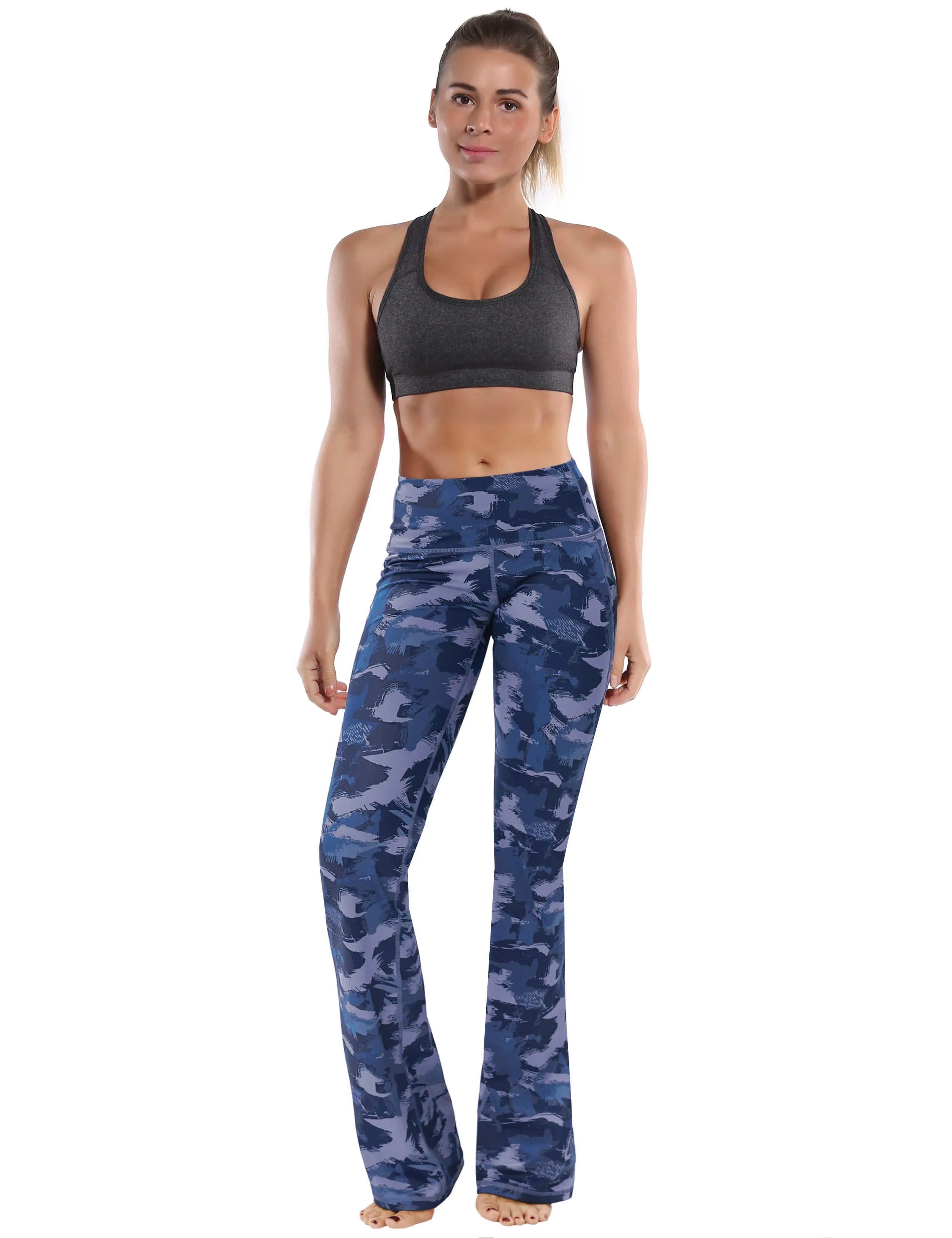 29" 31" 33" 35" 37"  Side Pockets Bootcut Leggings navy brushcamo_Tall Size