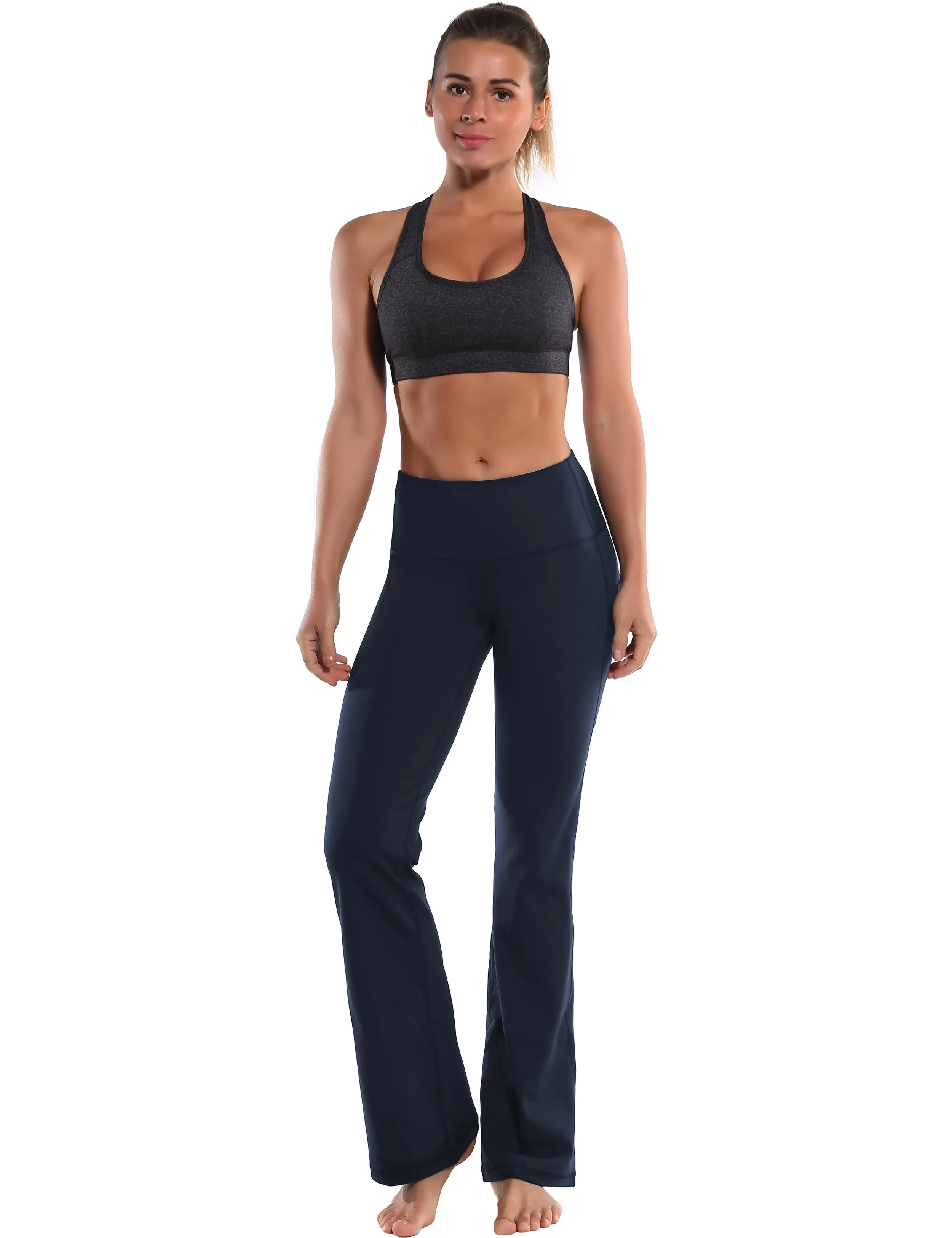 29" 31" 33" 35" 37"  Side Pockets Bootcut Leggings navyblue_Tall Size