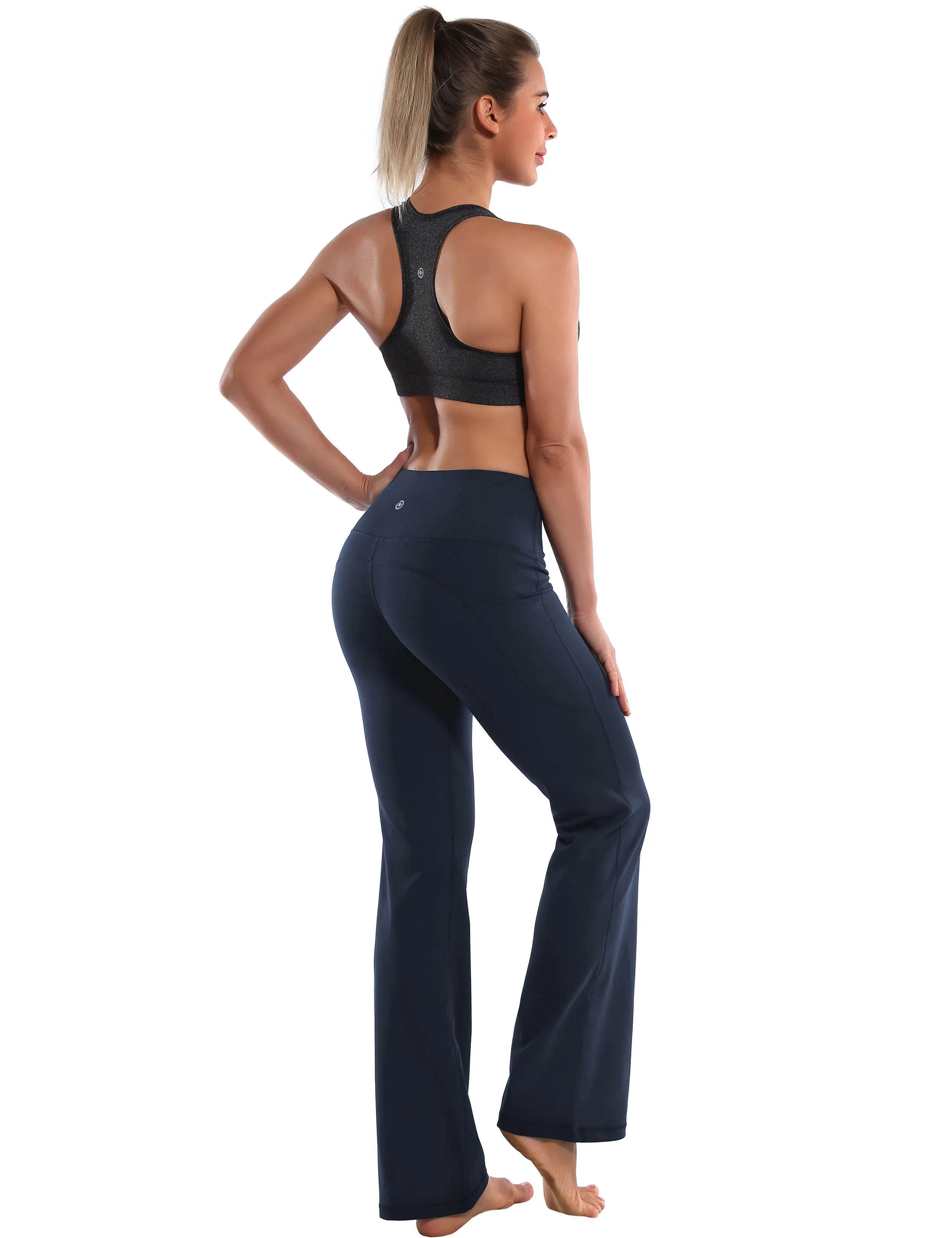 29" 31" 33" 35" 37"  Side Pockets Bootcut Leggings navyblue_Tall Size