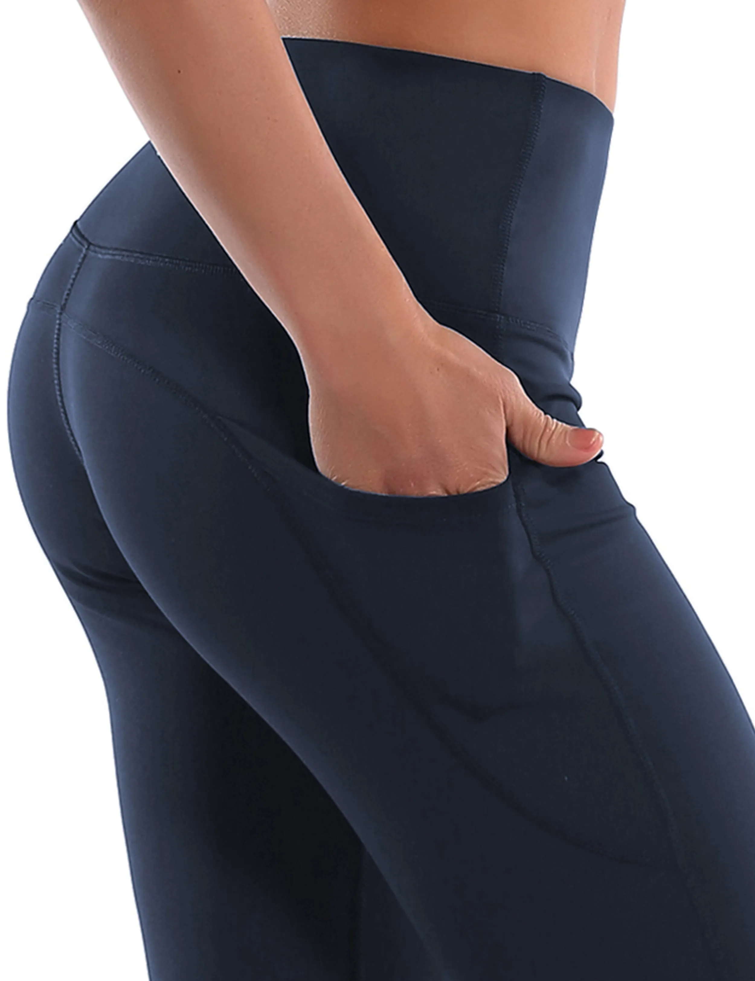 29" 31" 33" 35" 37"  Side Pockets Bootcut Leggings navyblue_Tall Size