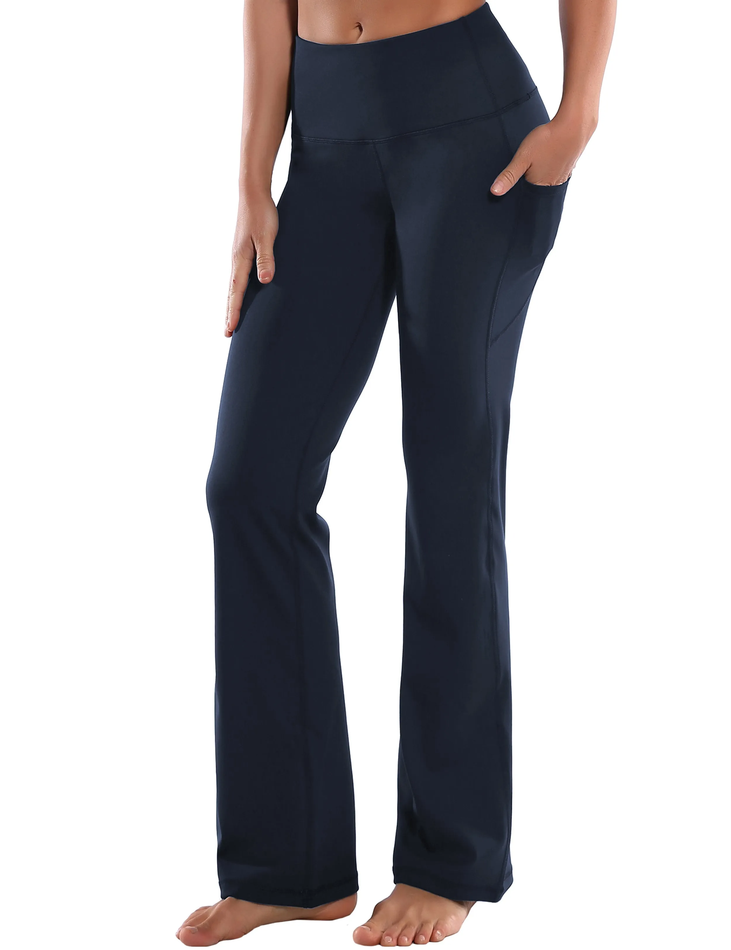 29" 31" 33" 35" 37"  Side Pockets Bootcut Leggings navyblue_Tall Size