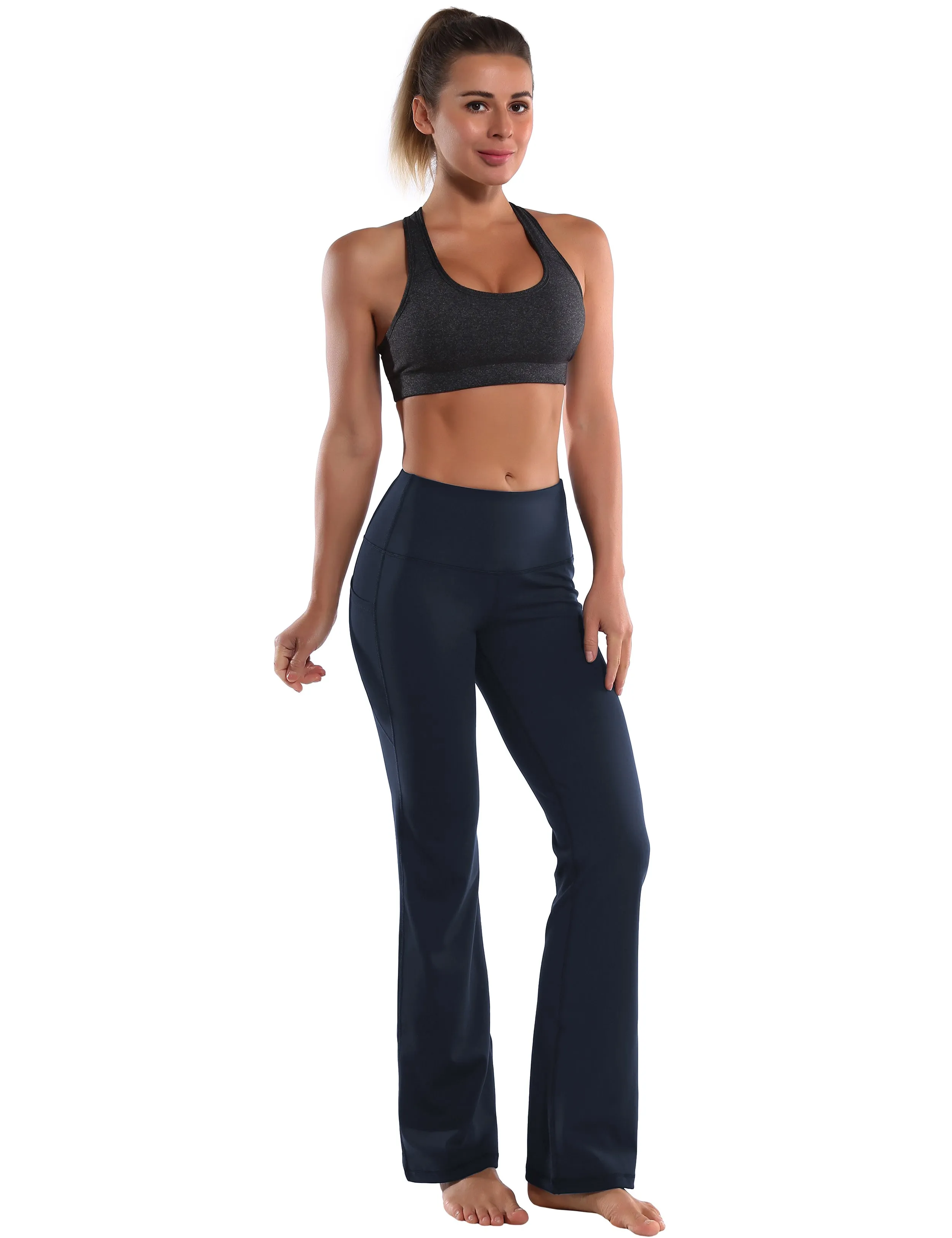 29" 31" 33" 35" 37"  Side Pockets Bootcut Leggings navyblue_Tall Size