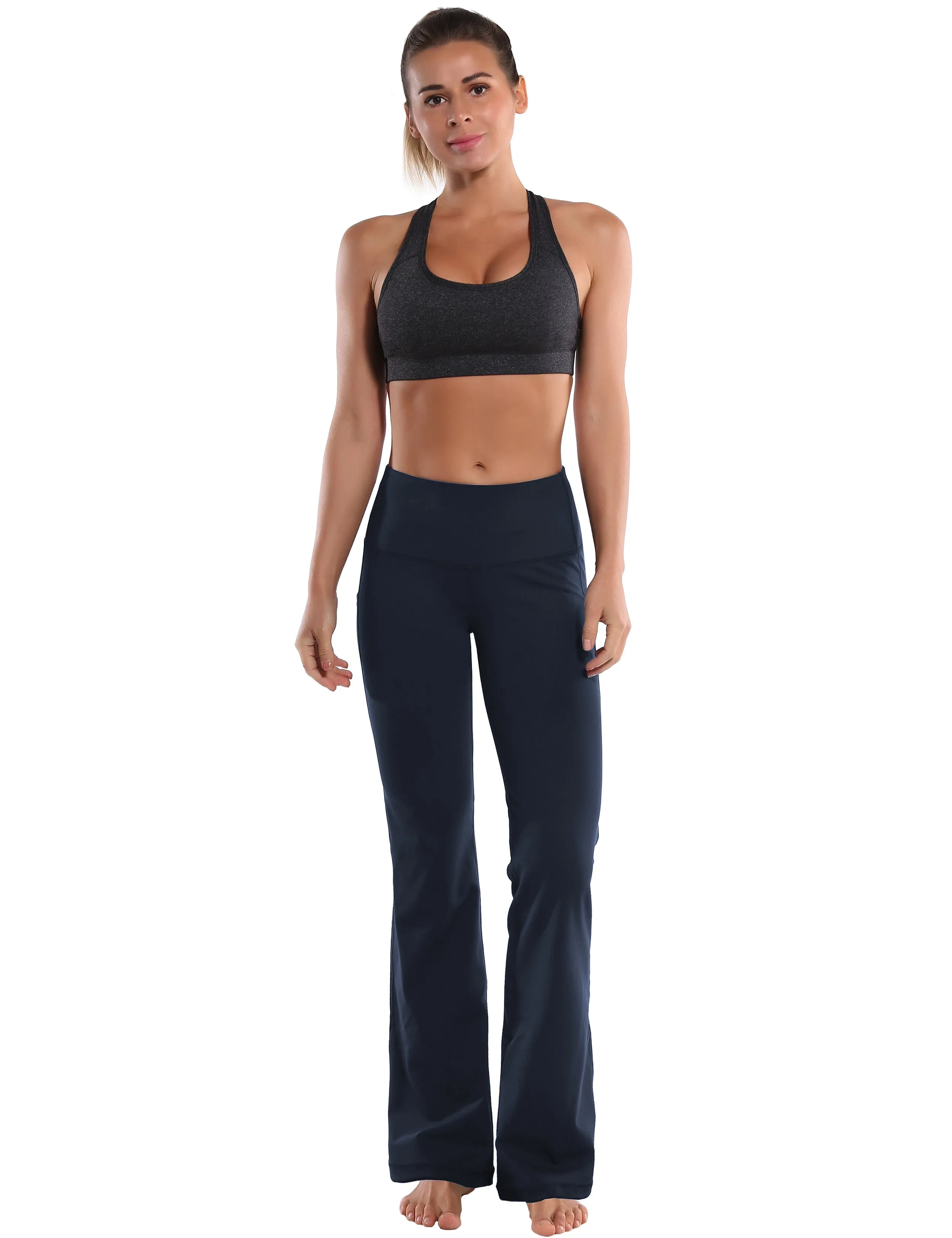 29" 31" 33" 35" 37"  Side Pockets Bootcut Leggings navyblue_Tall Size