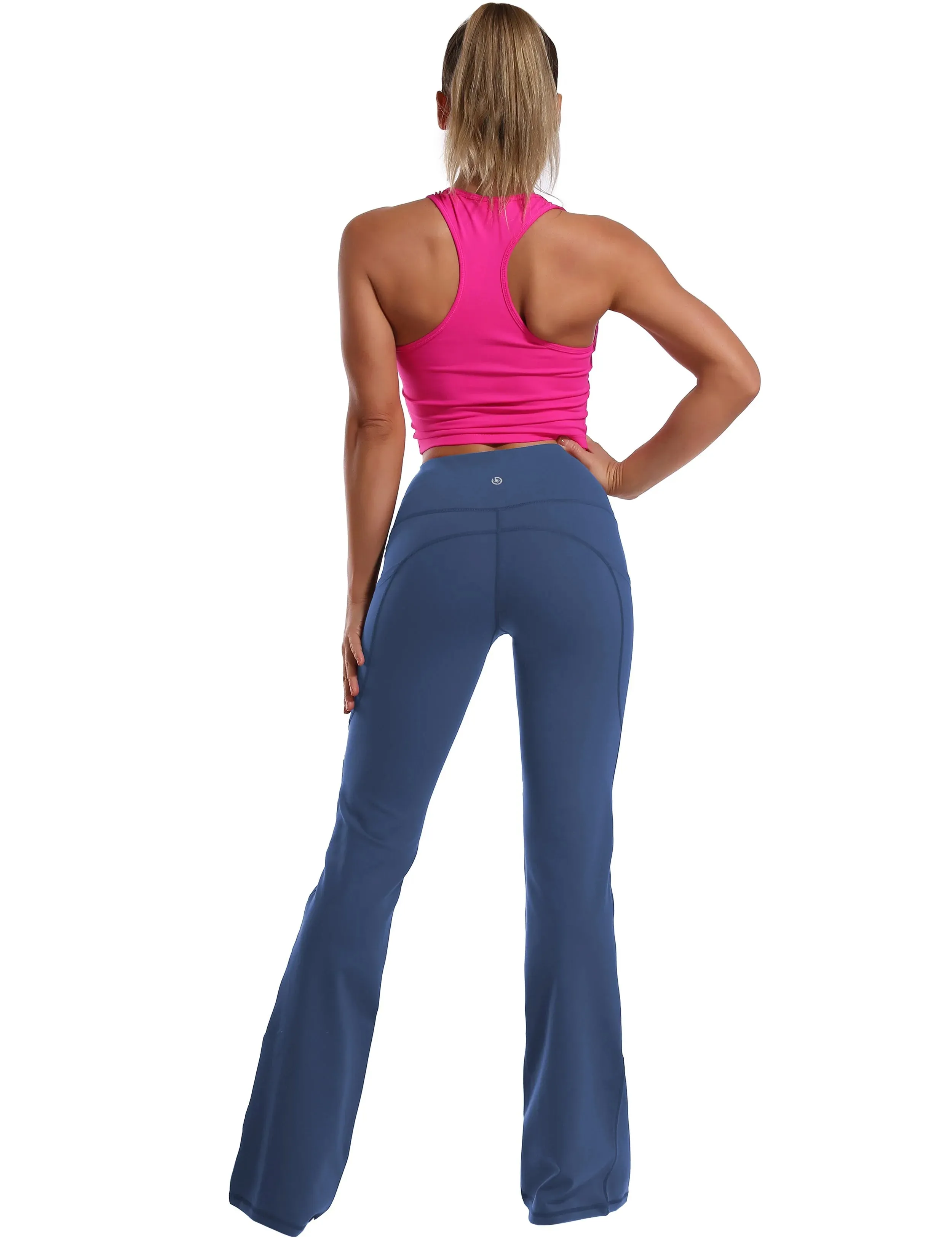 29" 31" 33" 35" 37"  Side Pockets Bootcut Leggings purplishblue_yogastudio