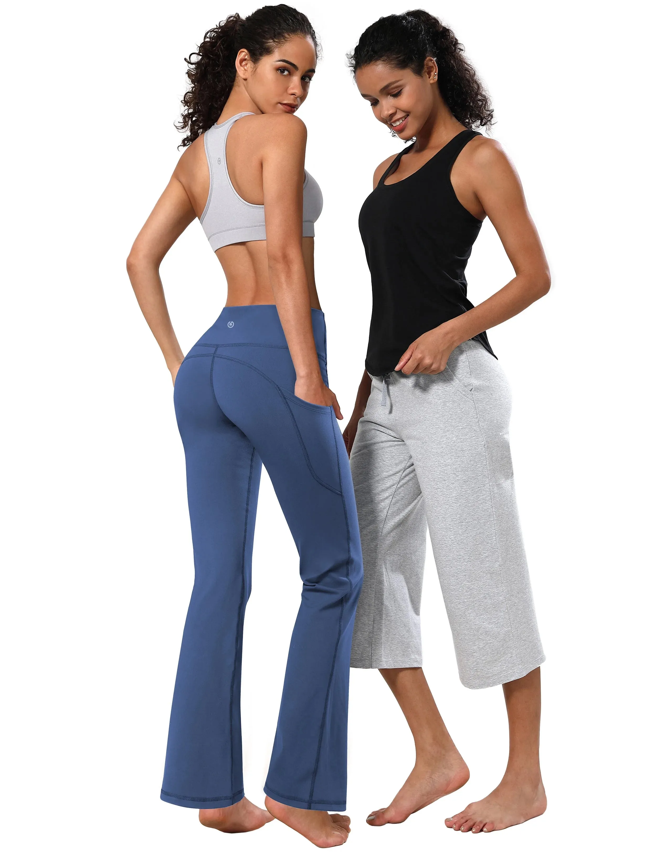 29" 31" 33" 35" 37"  Side Pockets Bootcut Leggings purplishblue_yogastudio