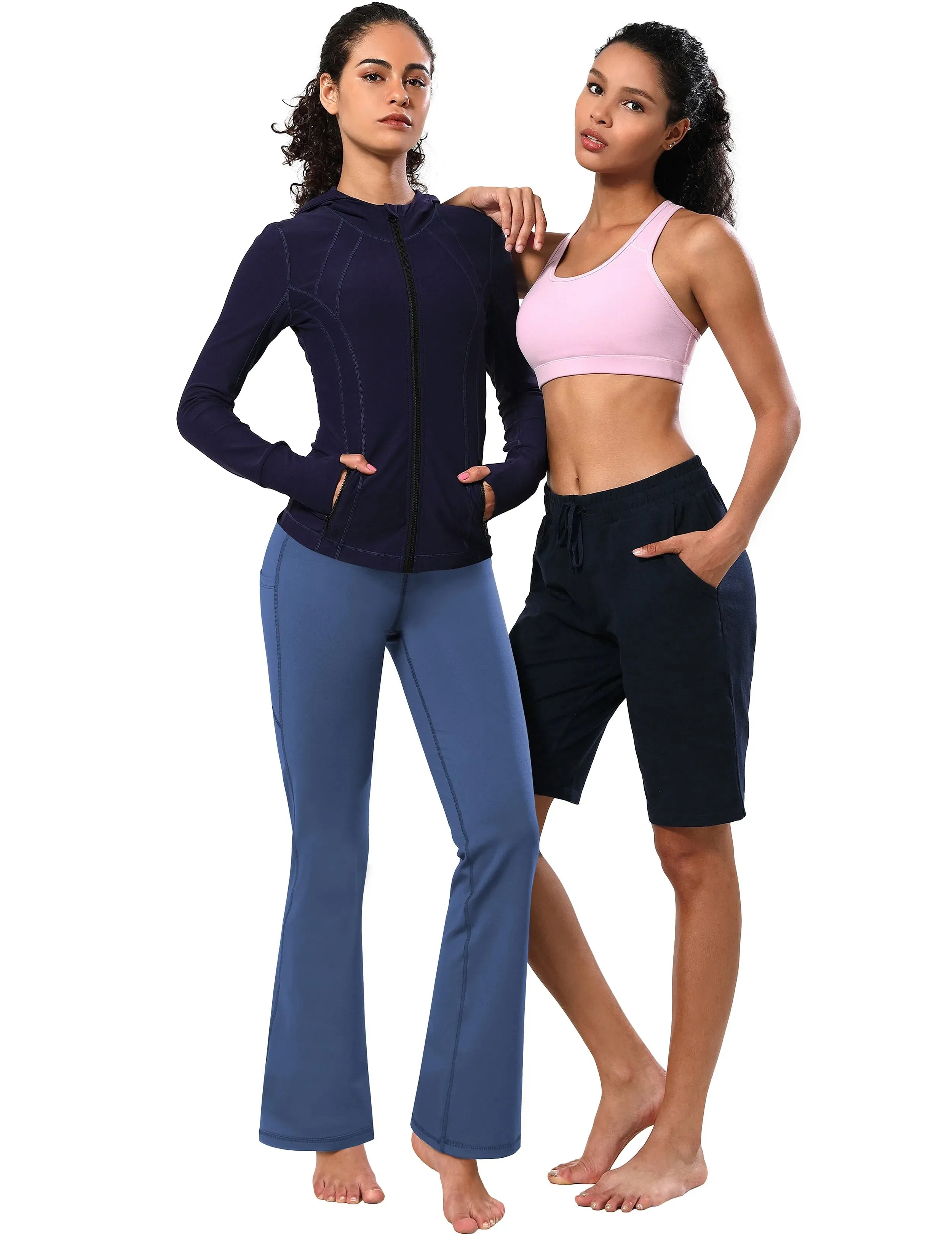 29" 31" 33" 35" 37"  Side Pockets Bootcut Leggings purplishblue_yogastudio