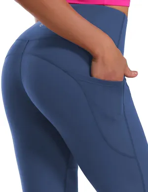 29" 31" 33" 35" 37"  Side Pockets Bootcut Leggings purplishblue_yogastudio
