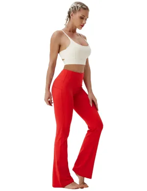 29" 31" 33" 35" 37"  Side Pockets Bootcut Leggings scarlet_Gym