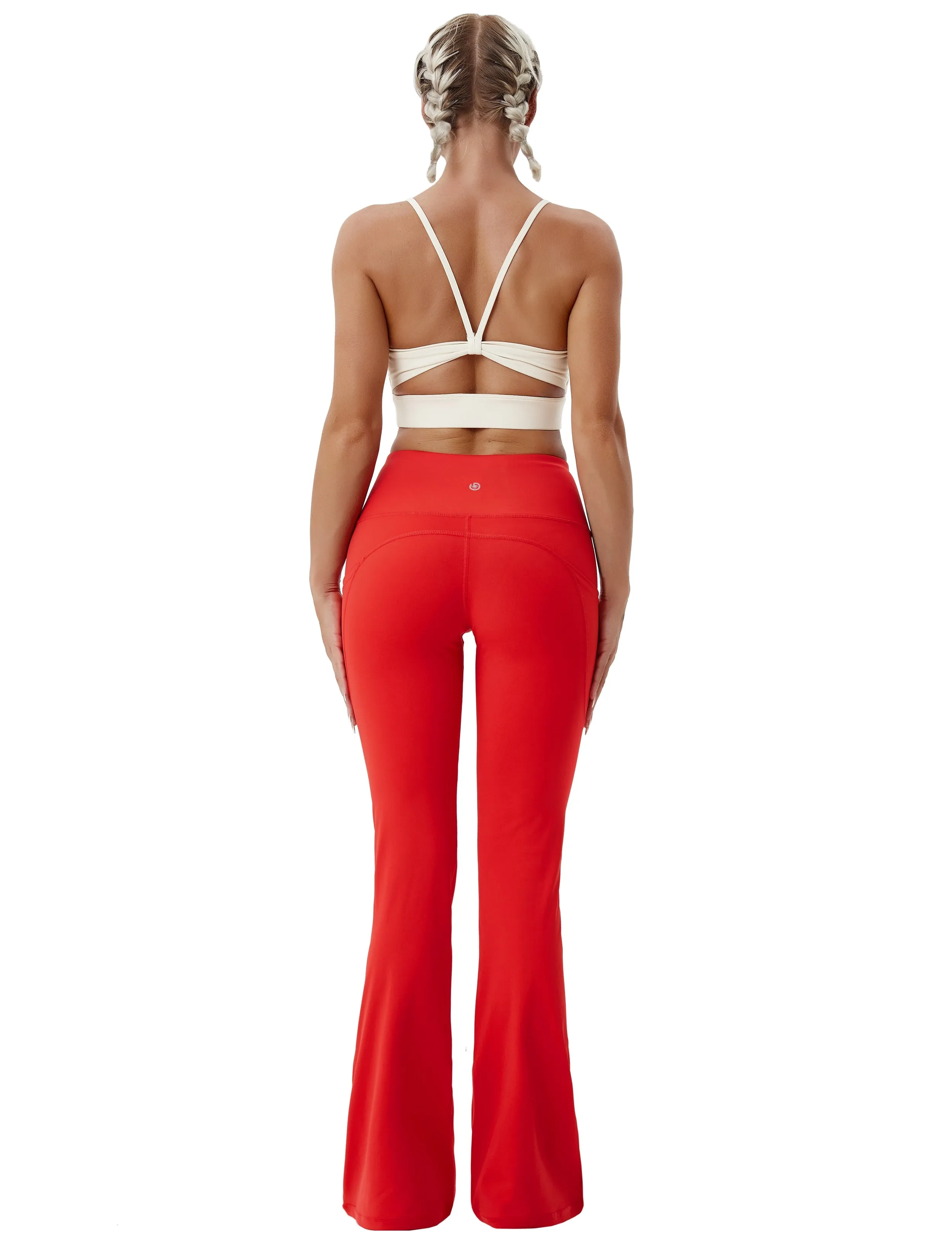 29" 31" 33" 35" 37"  Side Pockets Bootcut Leggings scarlet_Gym