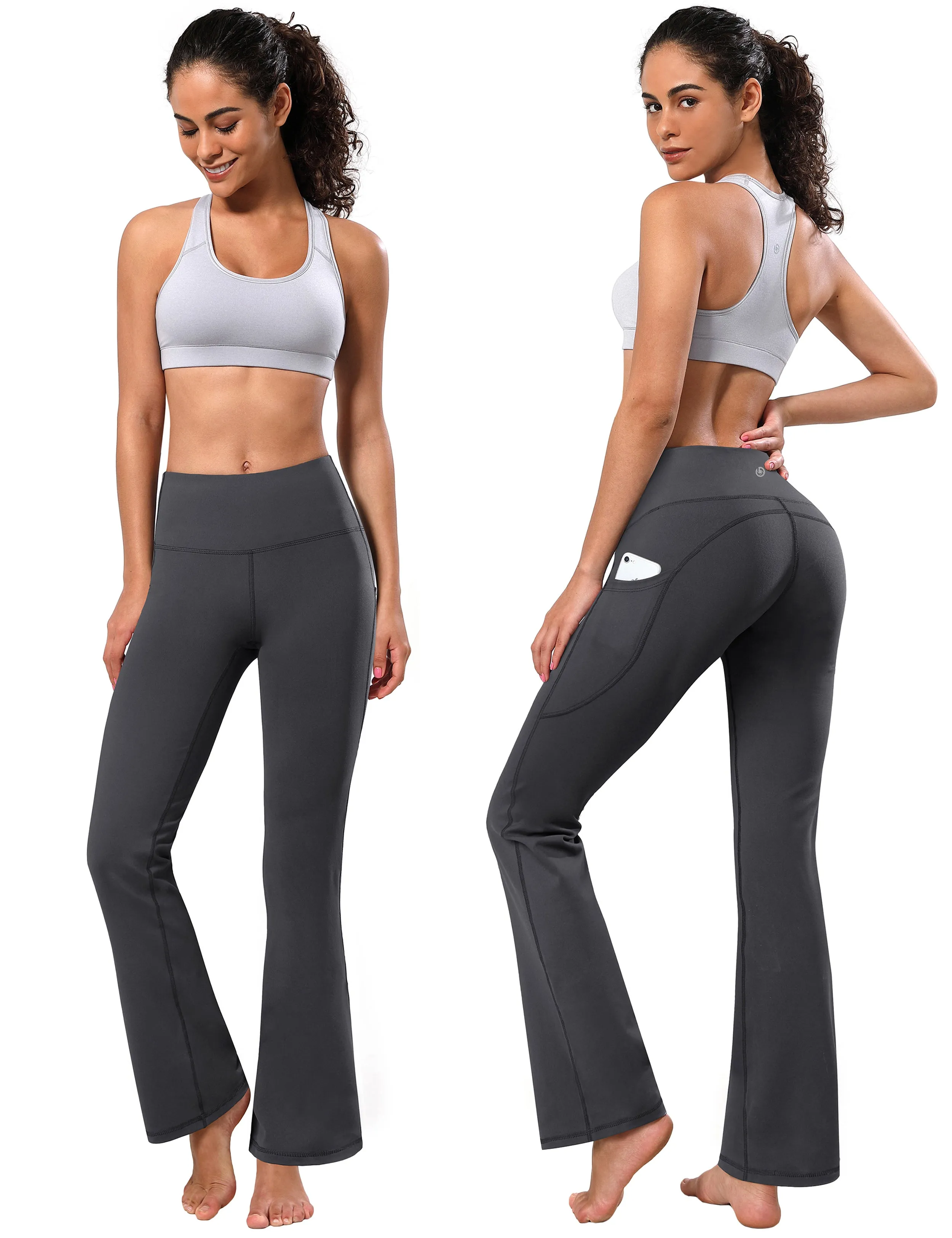 29" 31" 33" 35" 37"  Side Pockets Bootcut Leggings shadowcharcoal_Plus Size