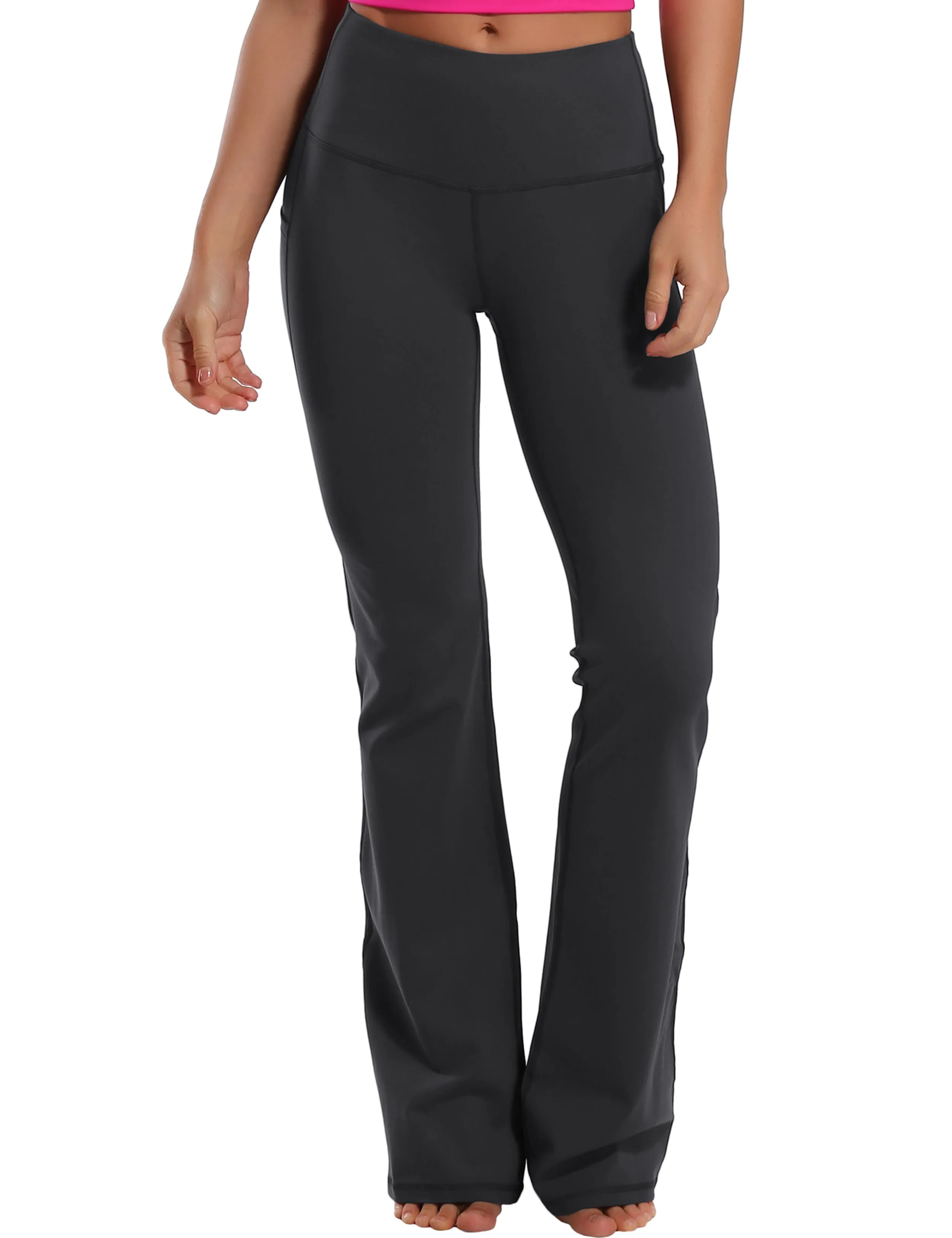 29" 31" 33" 35" 37"  Side Pockets Bootcut Leggings shadowcharcoal_Plus Size
