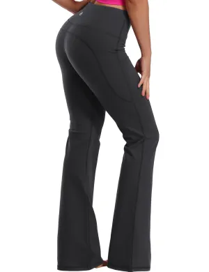 29" 31" 33" 35" 37"  Side Pockets Bootcut Leggings shadowcharcoal_Plus Size