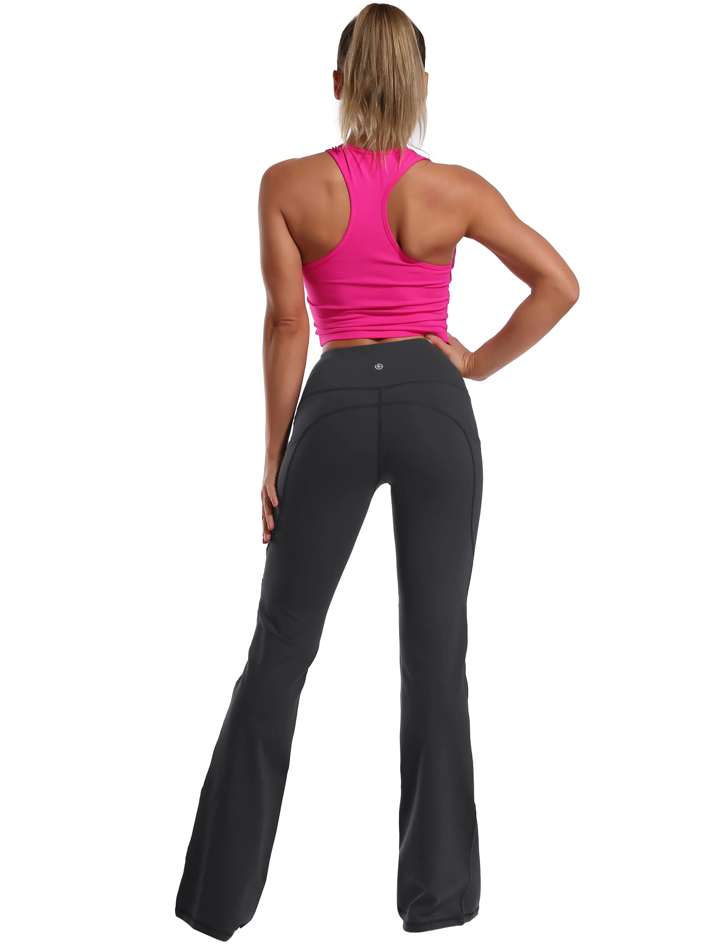 29" 31" 33" 35" 37"  Side Pockets Bootcut Leggings shadowcharcoal_Plus Size