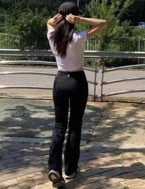 29" 31" 33" 35" Bootcut Leggings with Pockets black ins_Jogging