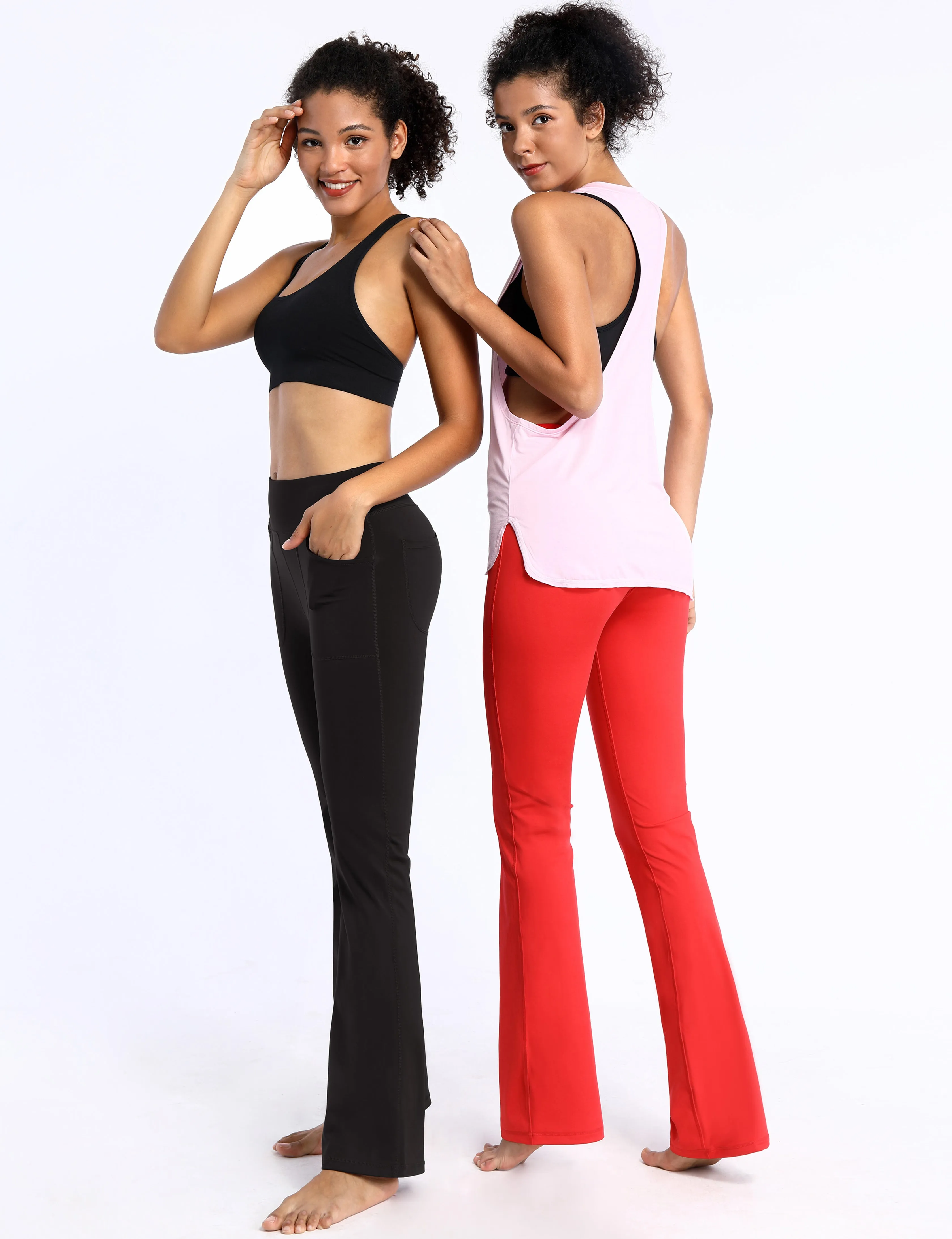 29" 31" 33" 35" Bootcut Leggings with Pockets black_Biking