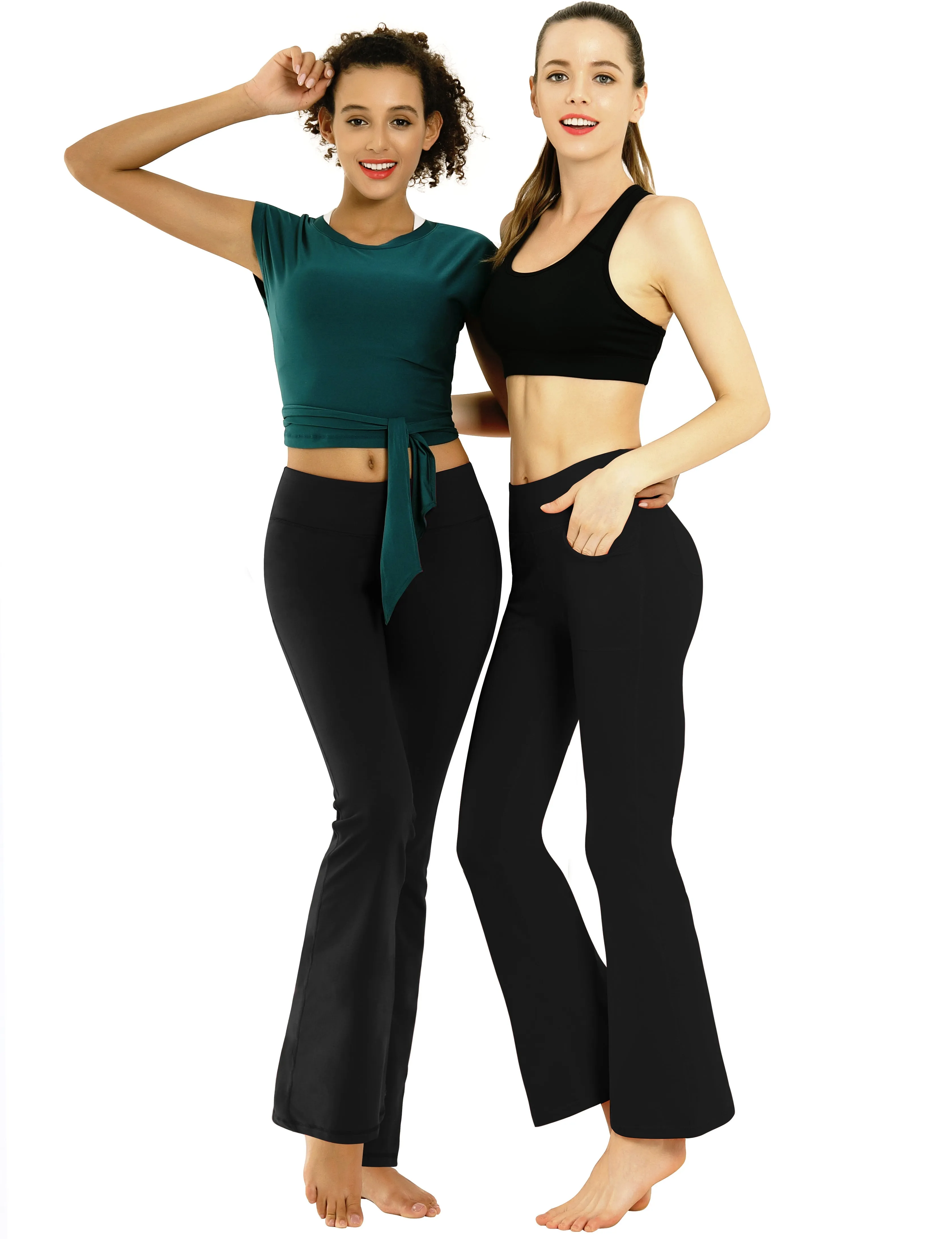 29" 31" 33" 35" Bootcut Leggings with Pockets black_Biking