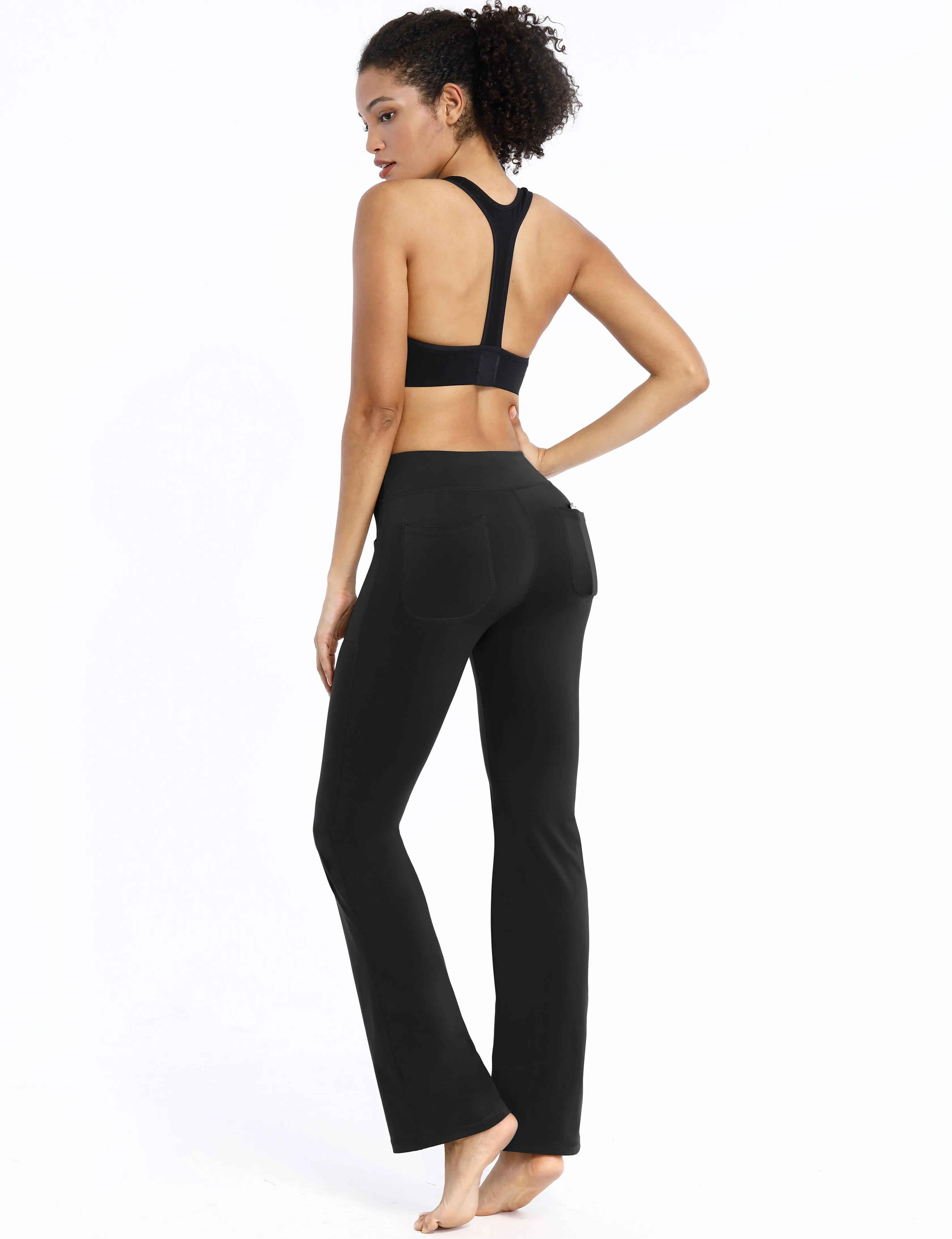 29" 31" 33" 35" Bootcut Leggings with Pockets black_Biking