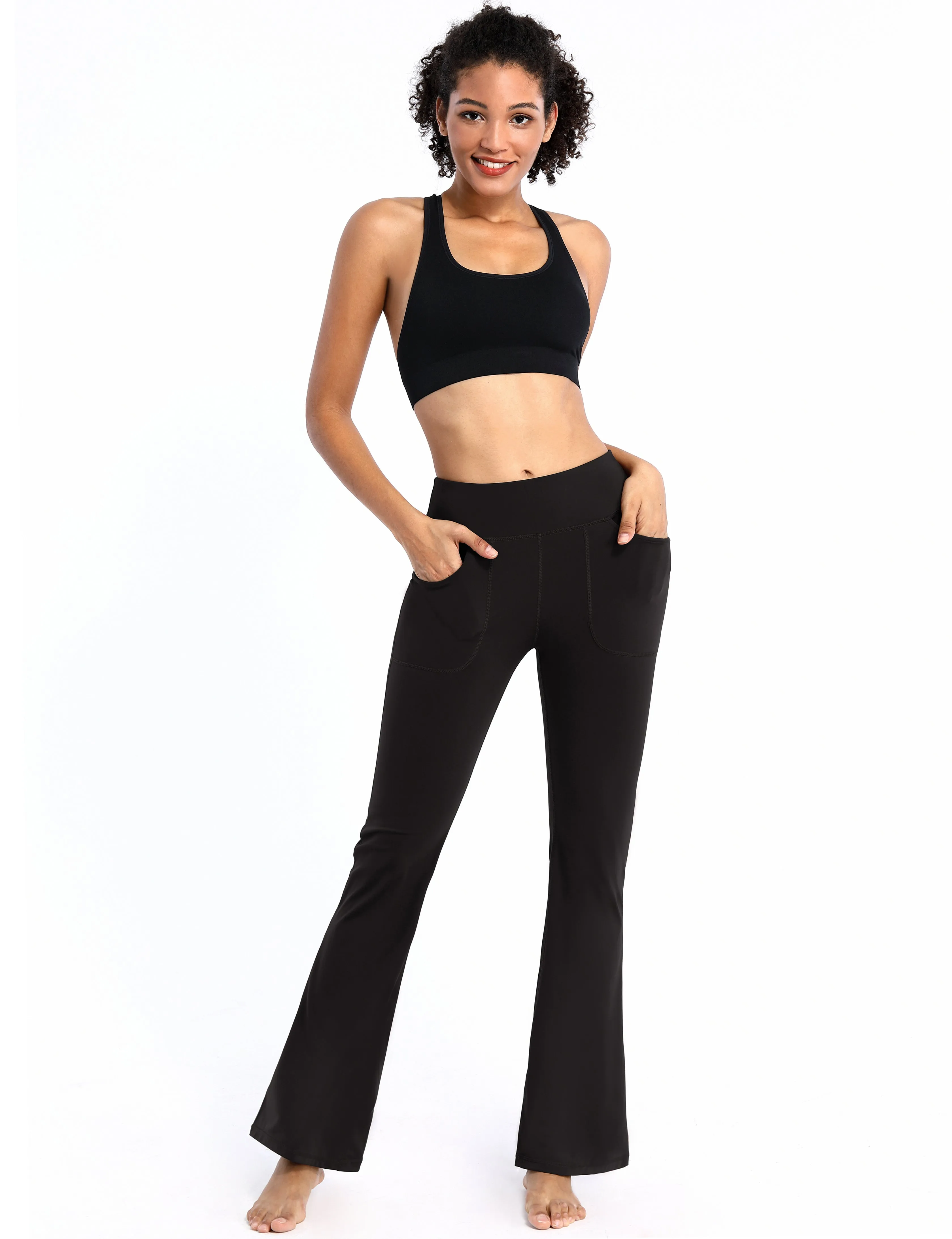 29" 31" 33" 35" Bootcut Leggings with Pockets black_Biking