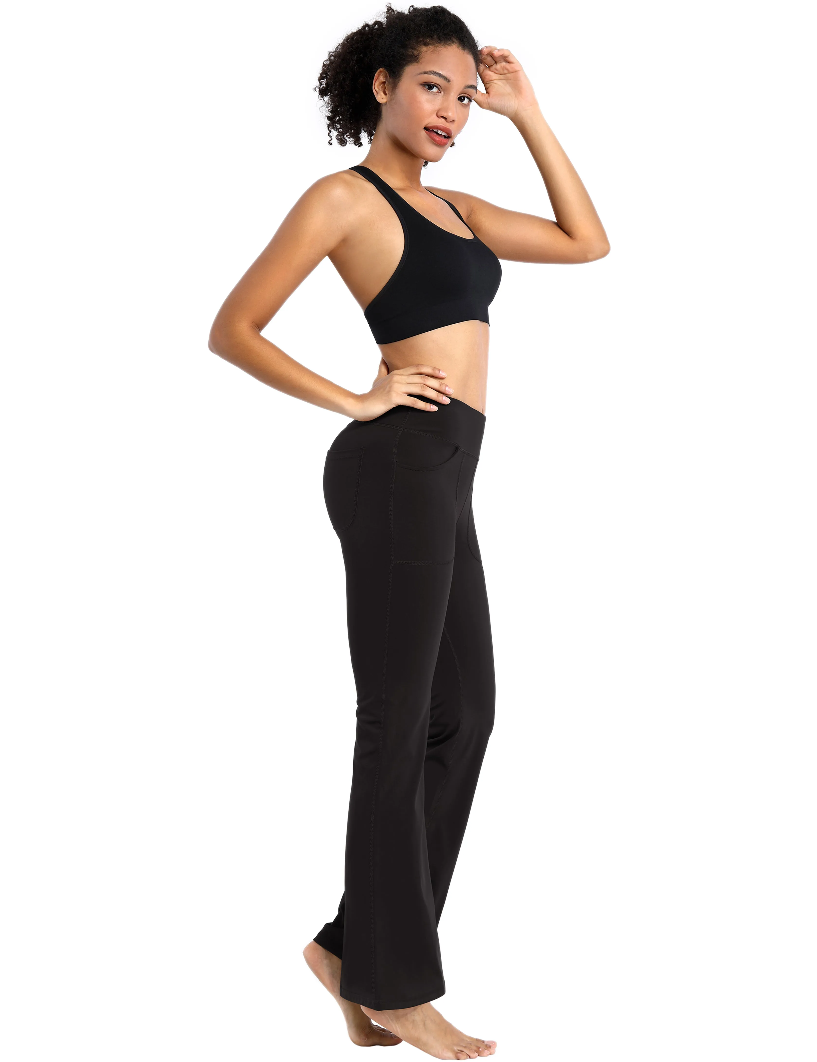 29" 31" 33" 35" Bootcut Leggings with Pockets black_Biking
