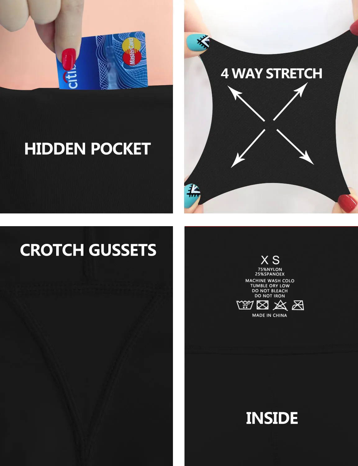 29" 31" 33" 35" Bootcut Leggings with Pockets black_Biking