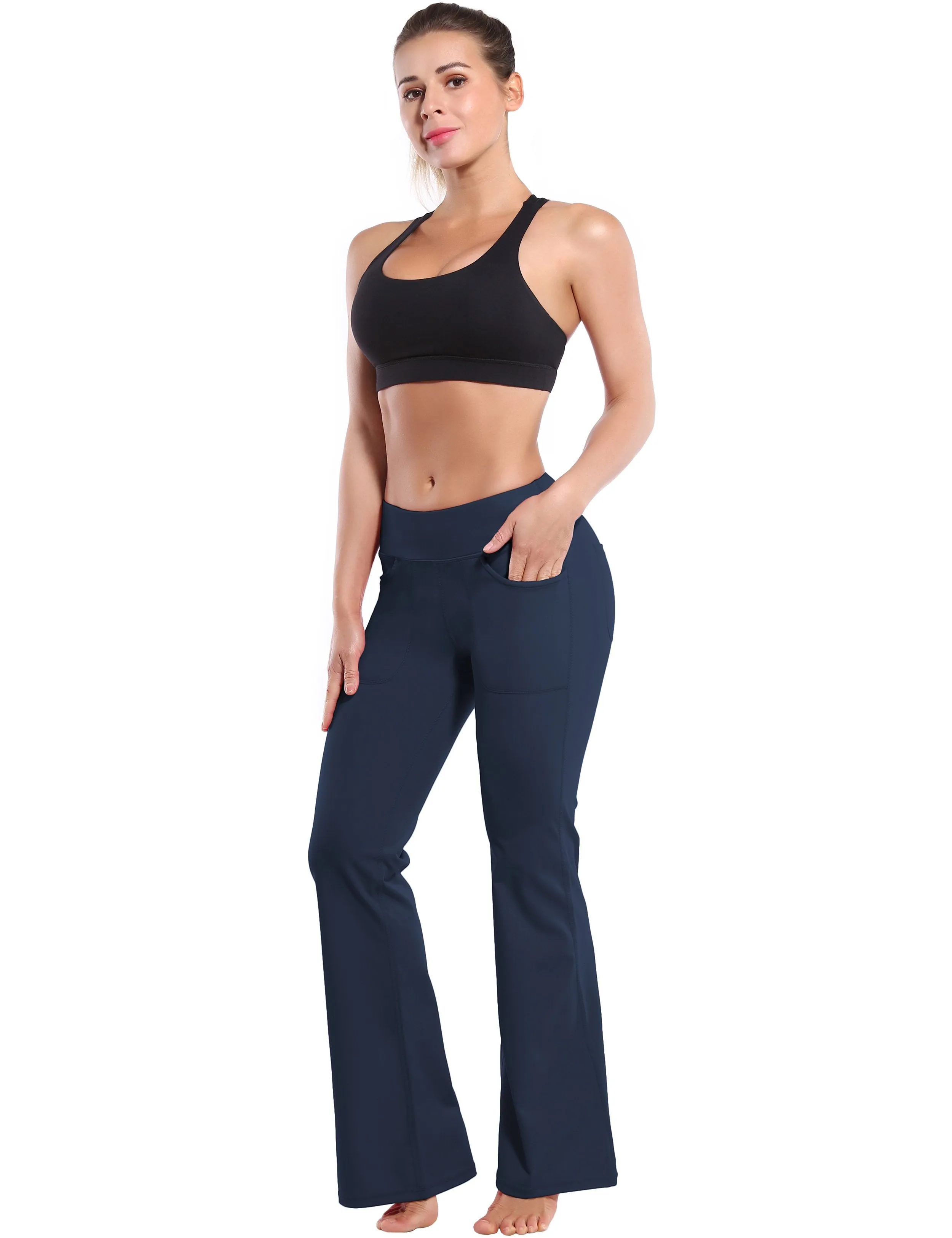 29" 31" 33" 35" Bootcut Leggings with Pockets darknavy ins_Tall Size