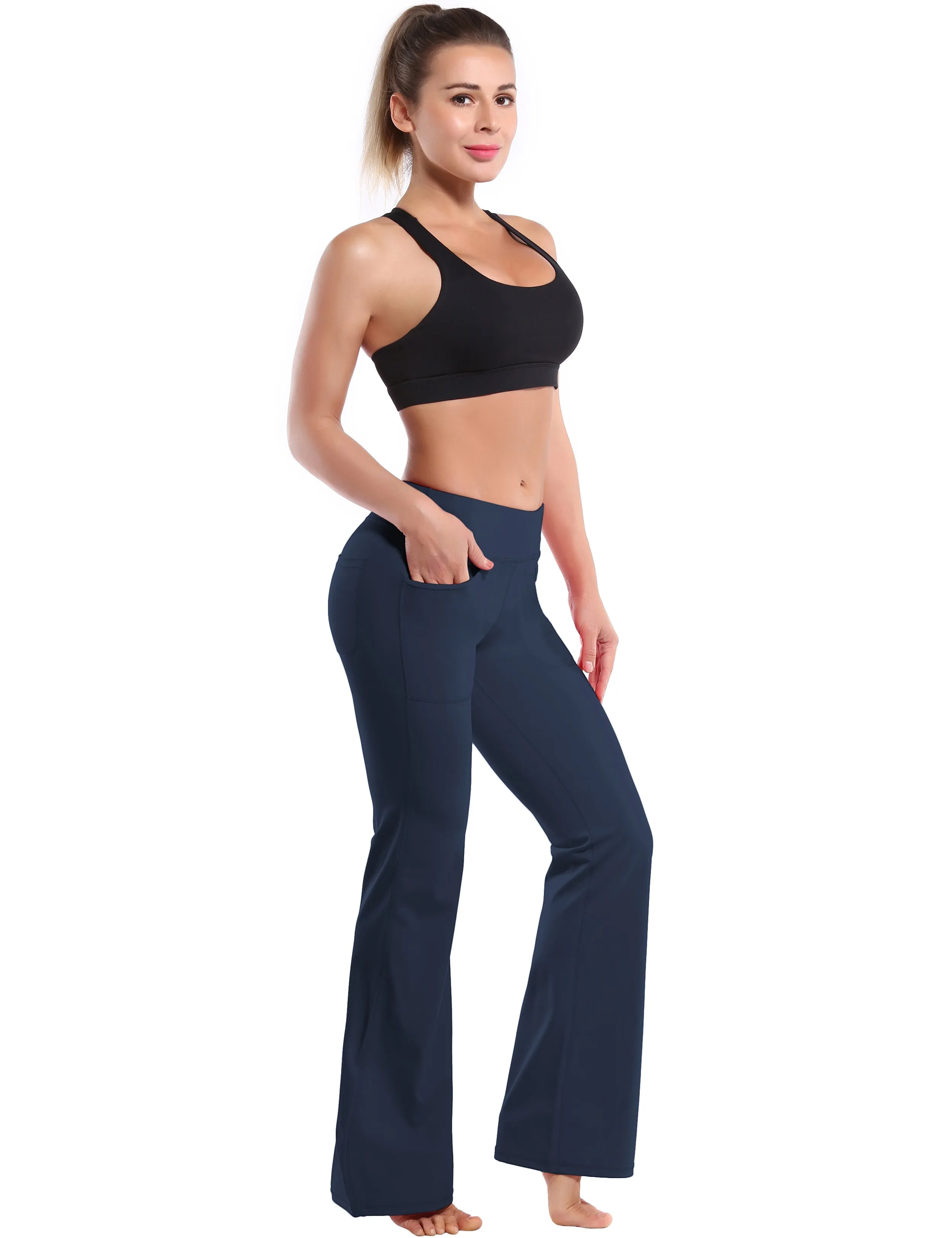29" 31" 33" 35" Bootcut Leggings with Pockets darknavy_Jogging