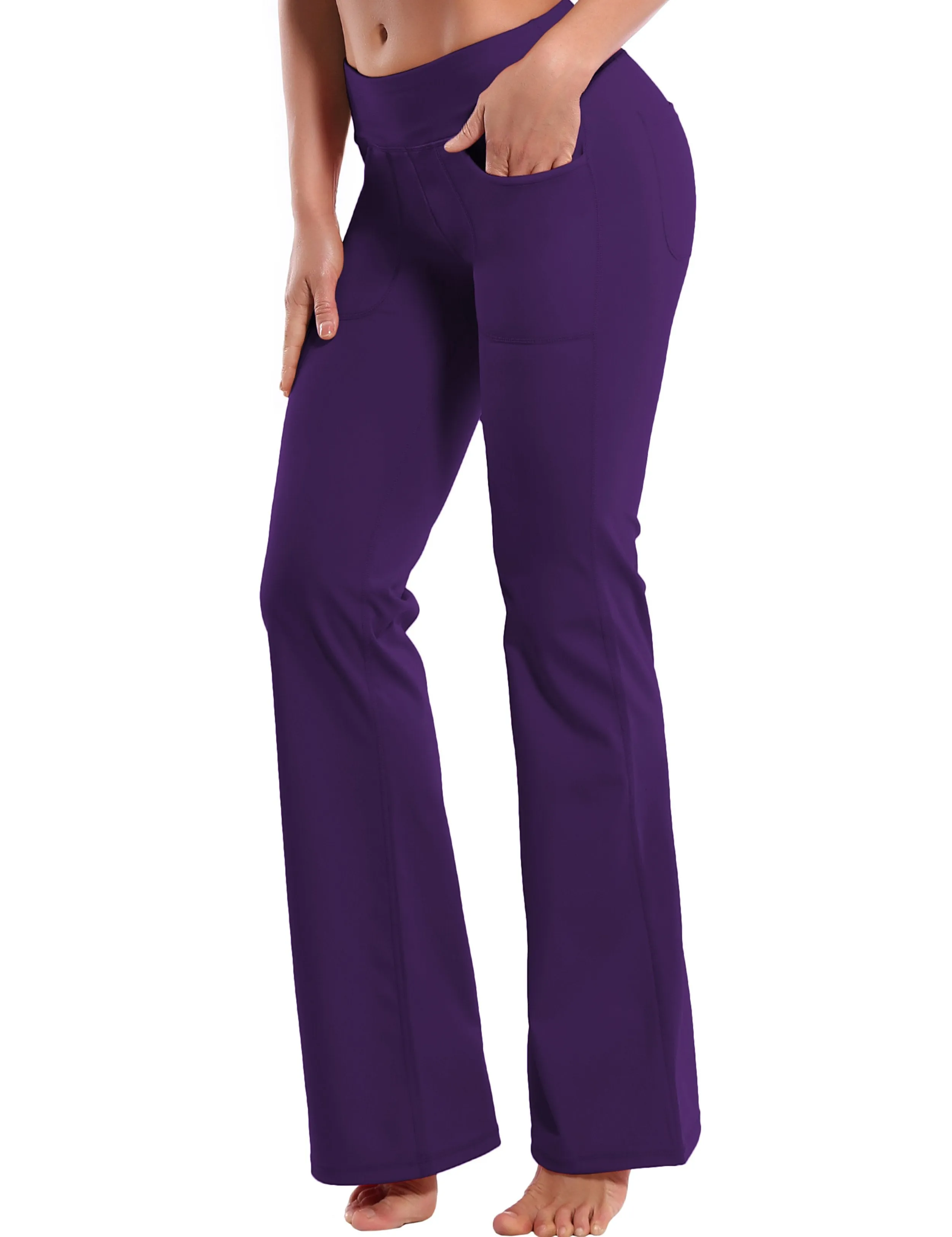 29" 31" 33" 35" Bootcut Leggings with Pockets eggplantpurple ins_Biking
