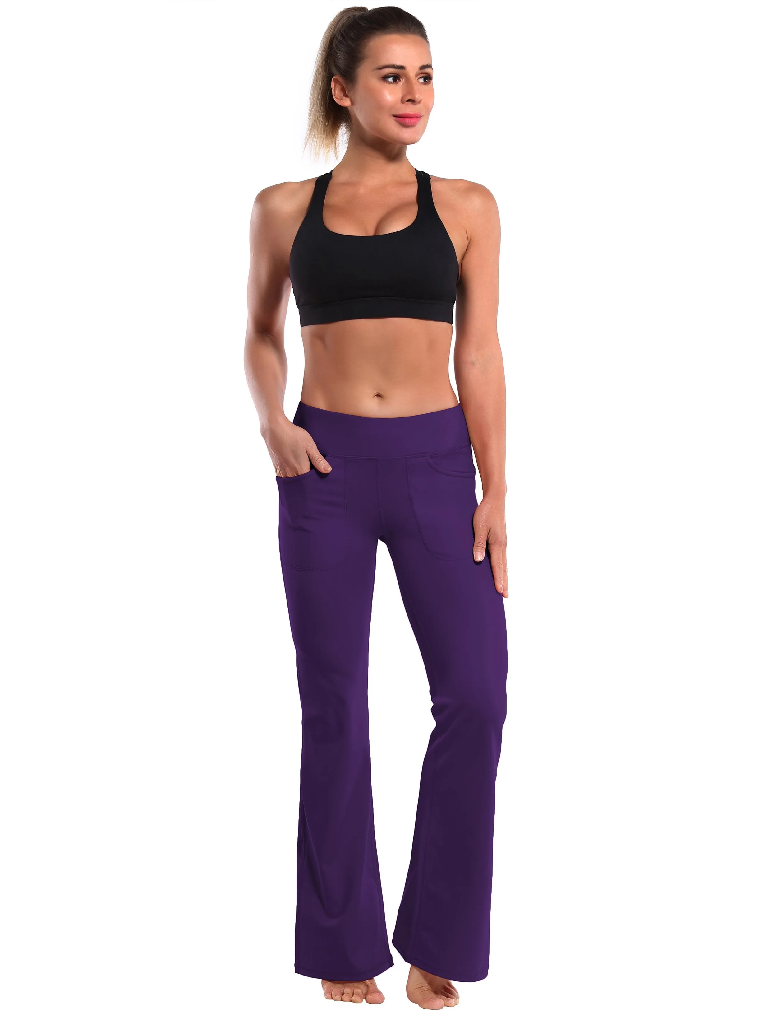 29" 31" 33" 35" Bootcut Leggings with Pockets eggplantpurple ins_Biking