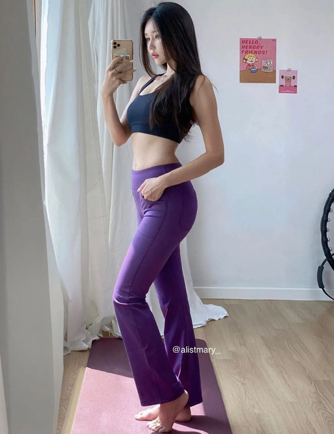 29" 31" 33" 35" Bootcut Leggings with Pockets eggplantpurple ins_Biking