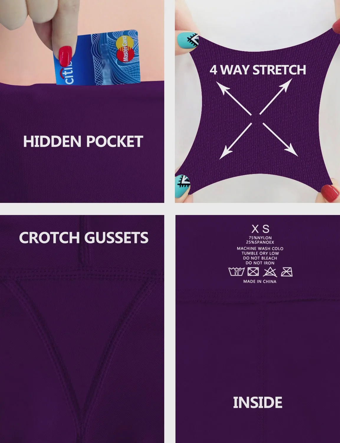 29" 31" 33" 35" Bootcut Leggings with Pockets eggplantpurple ins_Biking
