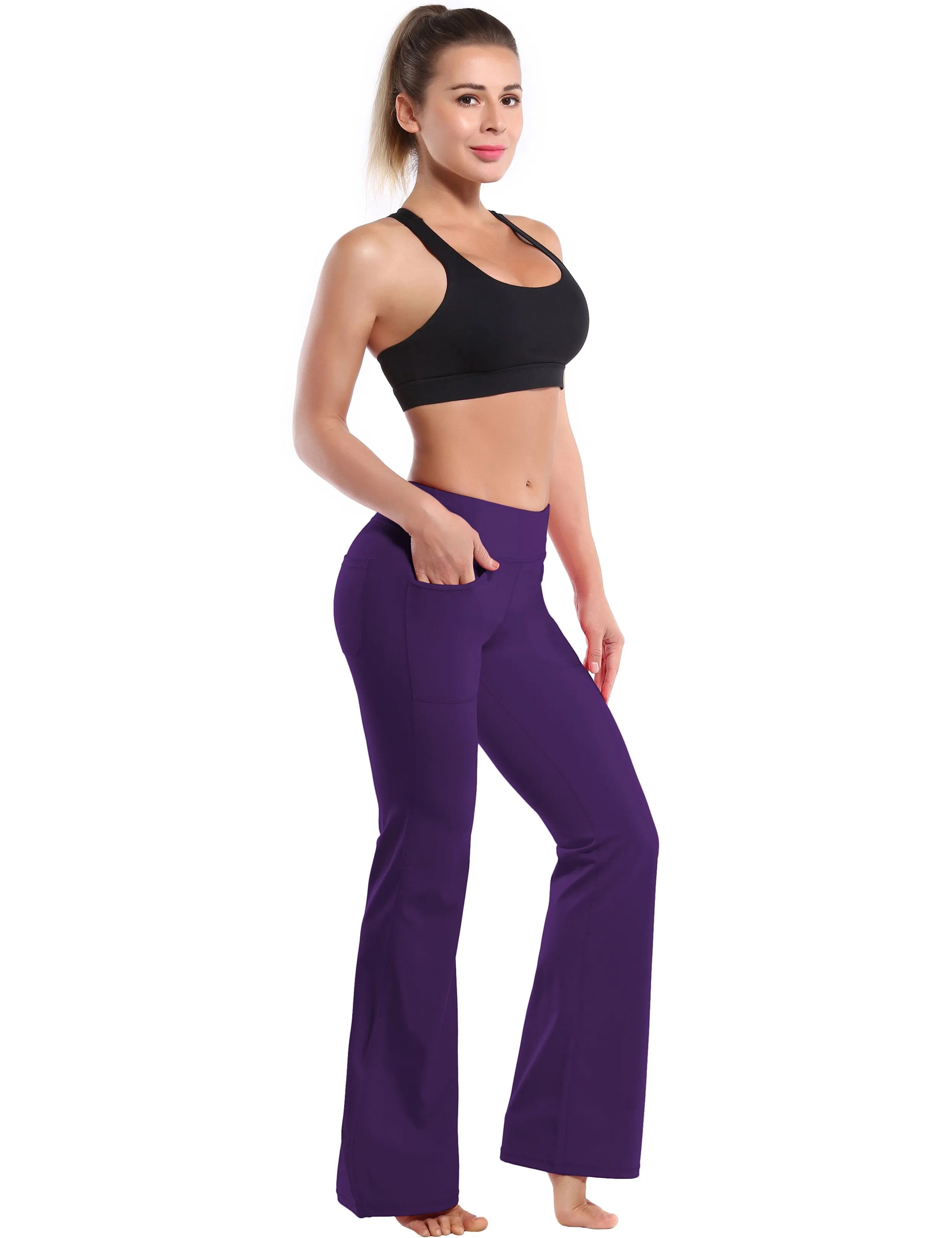 29" 31" 33" 35" Bootcut Leggings with Pockets eggplantpurple ins_Biking