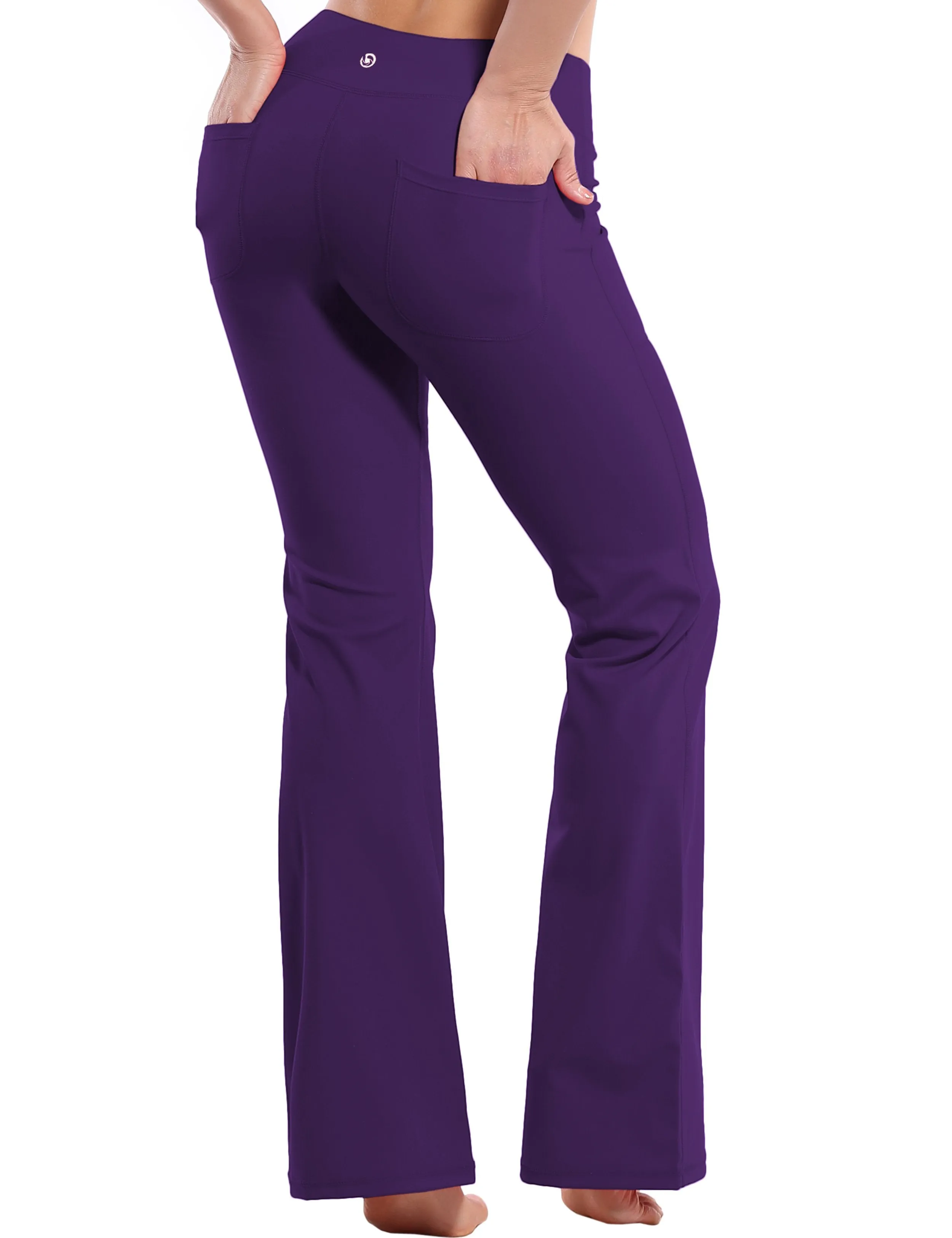 29" 31" 33" 35" Bootcut Leggings with Pockets eggplantpurple ins_Biking