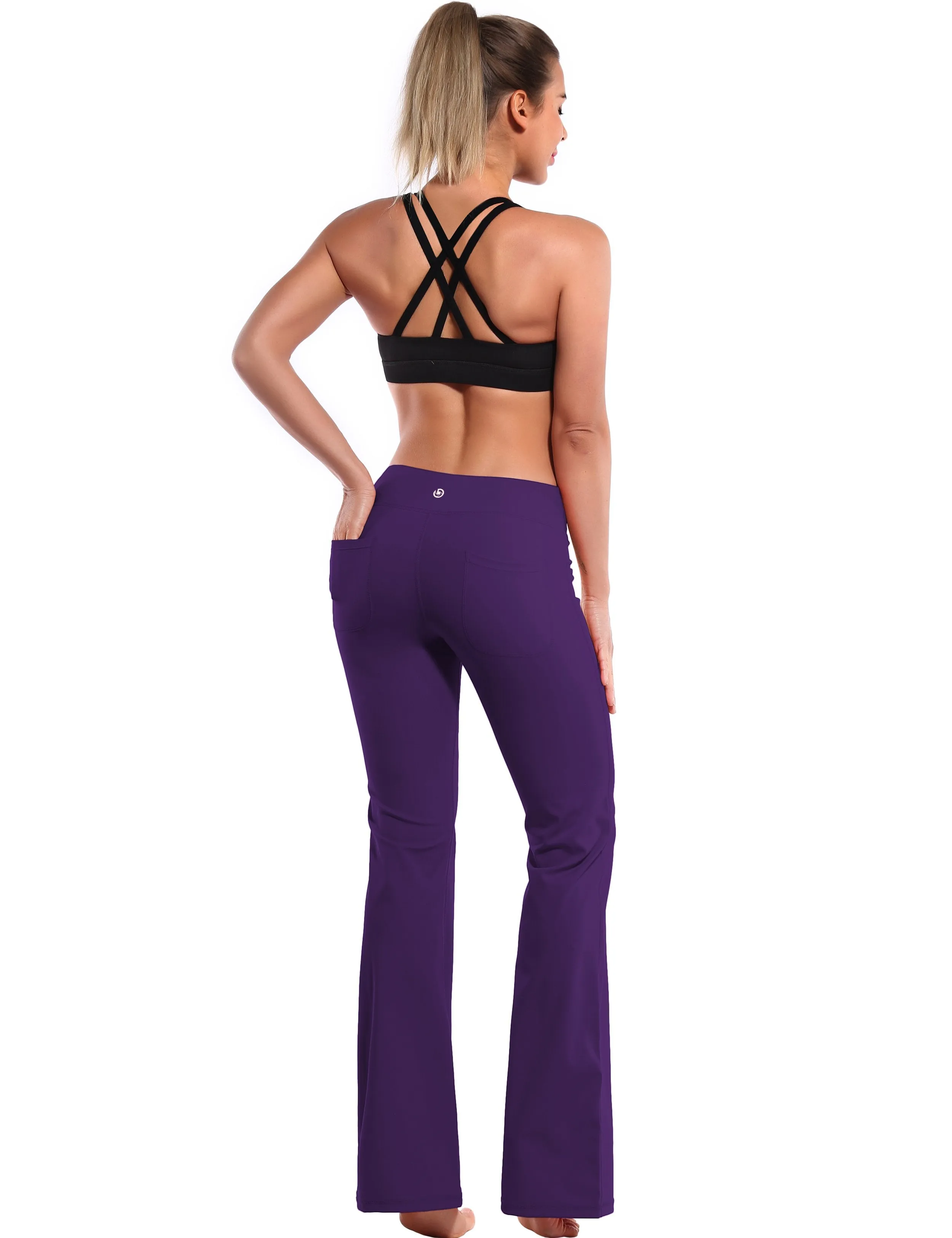 29" 31" 33" 35" Bootcut Leggings with Pockets eggplantpurple ins_Biking