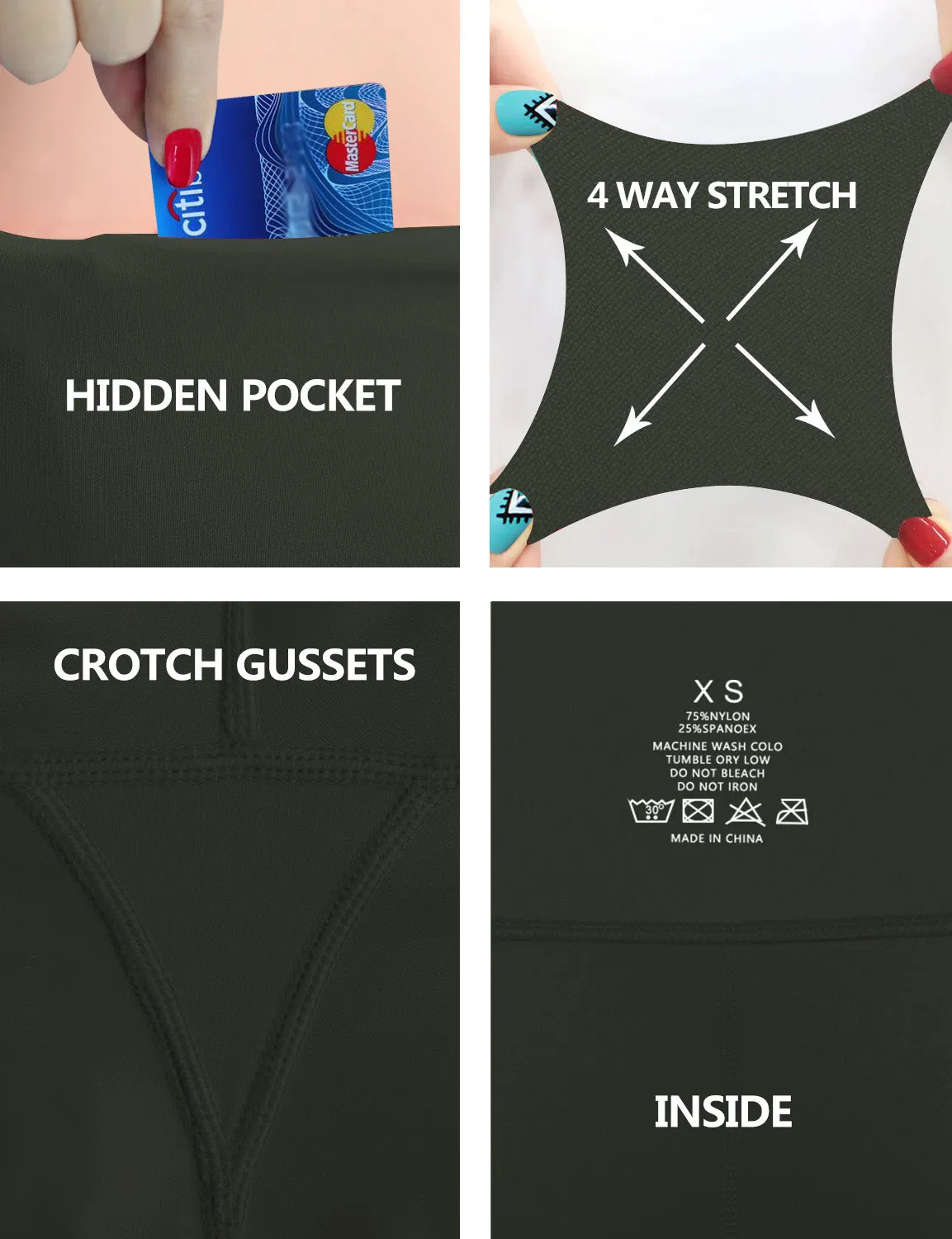 29" 31" 33" 35" Bootcut Leggings with Pockets olivegray ins_Jogging