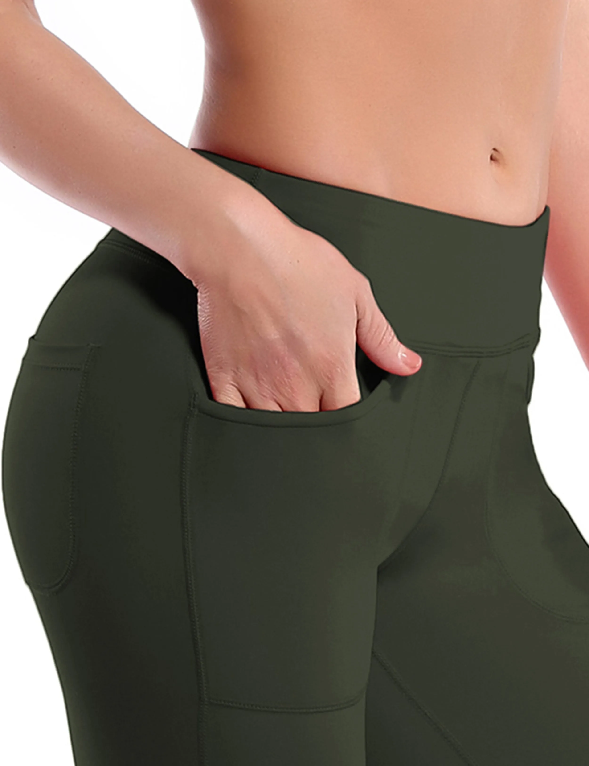 29" 31" 33" 35" Bootcut Leggings with Pockets olivegray ins_Jogging