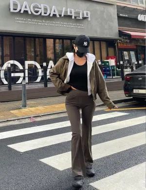 29" 31" 33" 35" Bootcut Leggings with Pockets olivegray ins_Jogging