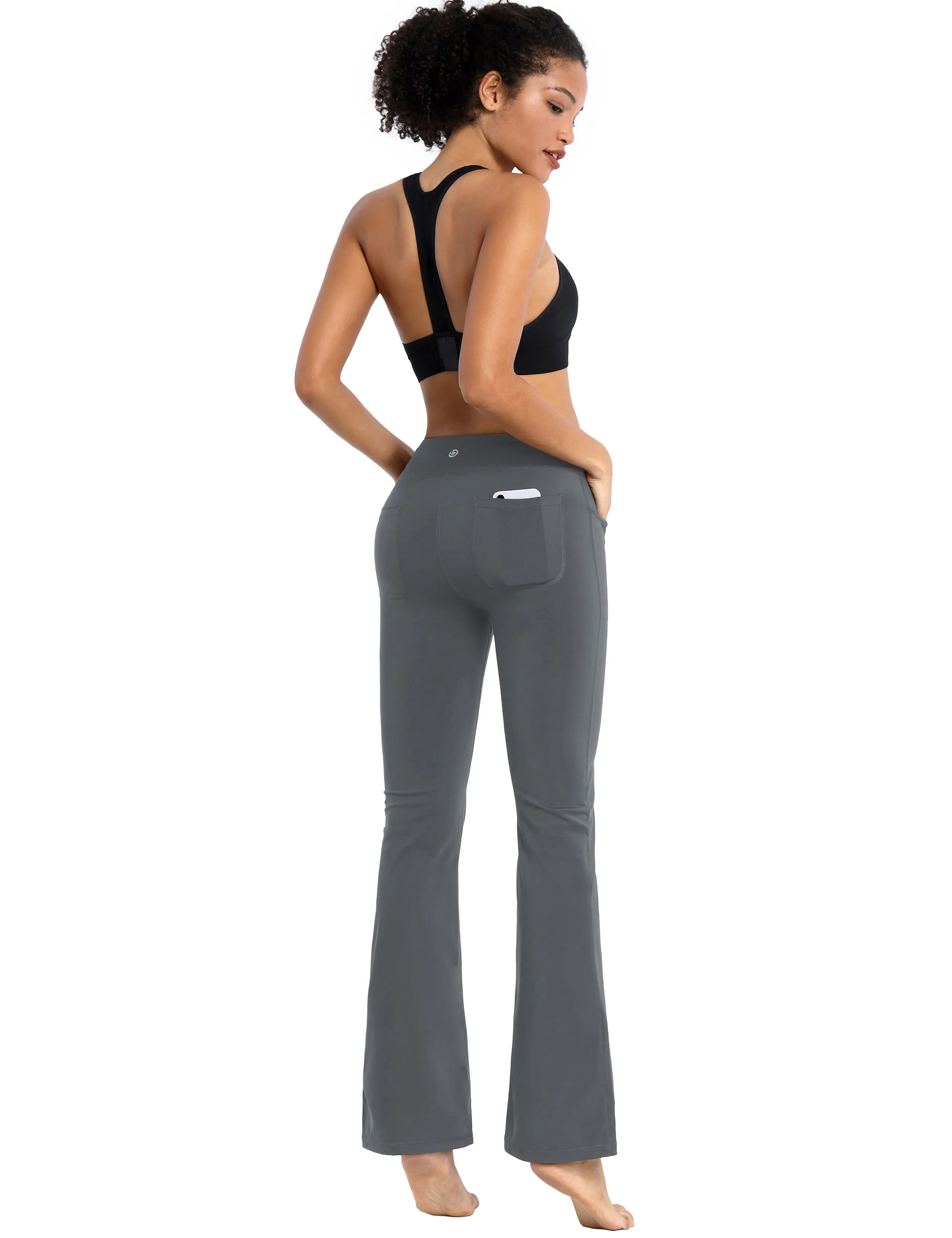 29" 31" 33" 35" Bootcut Leggings with Pockets shadowcharcoal_Biking